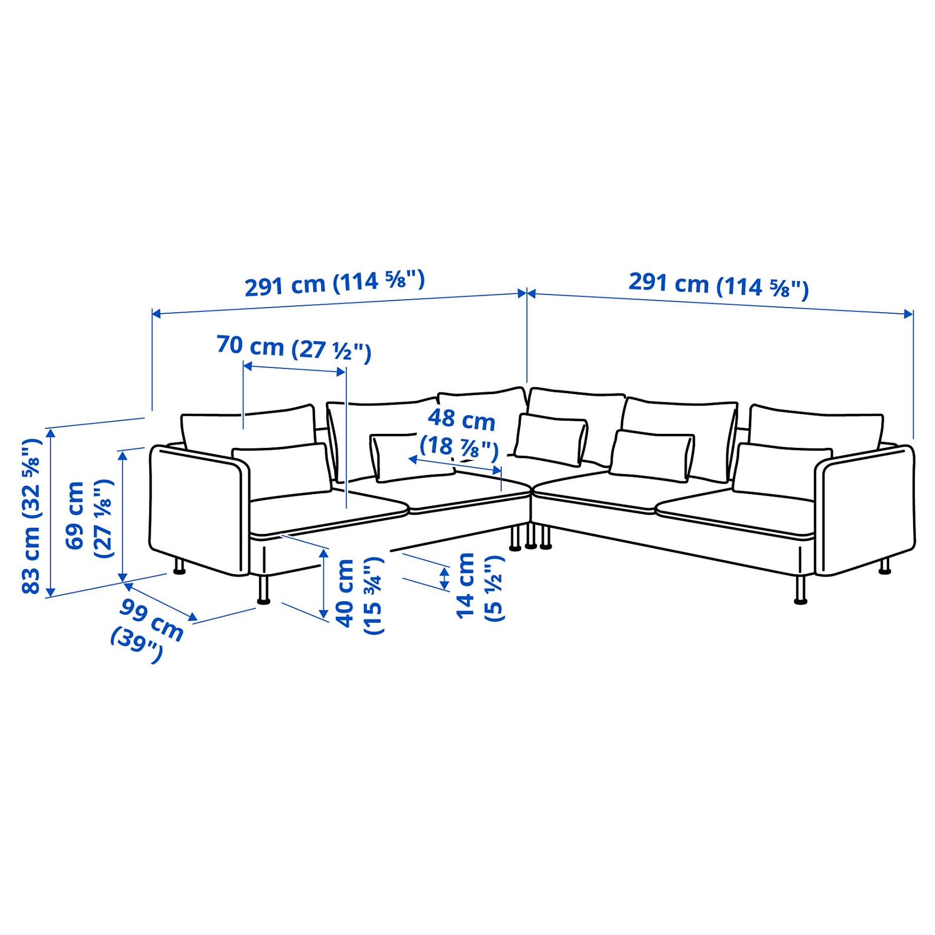 SÖDERHAMN, corner sofa, 6-seat, 296.223.34