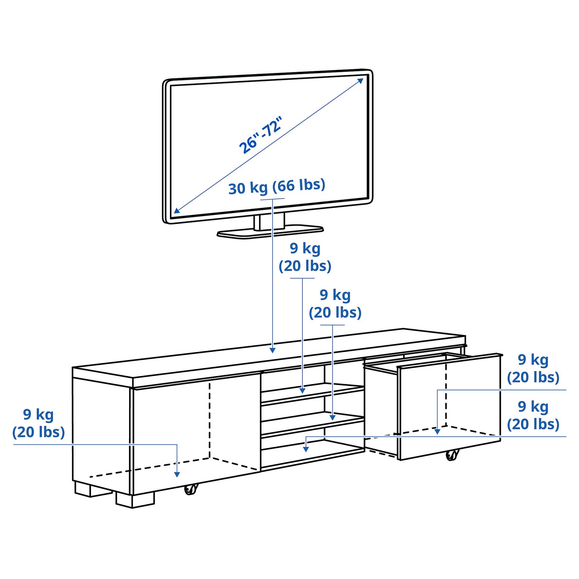 BESTA BURS, έπιπλο TV/γυαλιστερό, 180x41x49 cm, 302.691.29