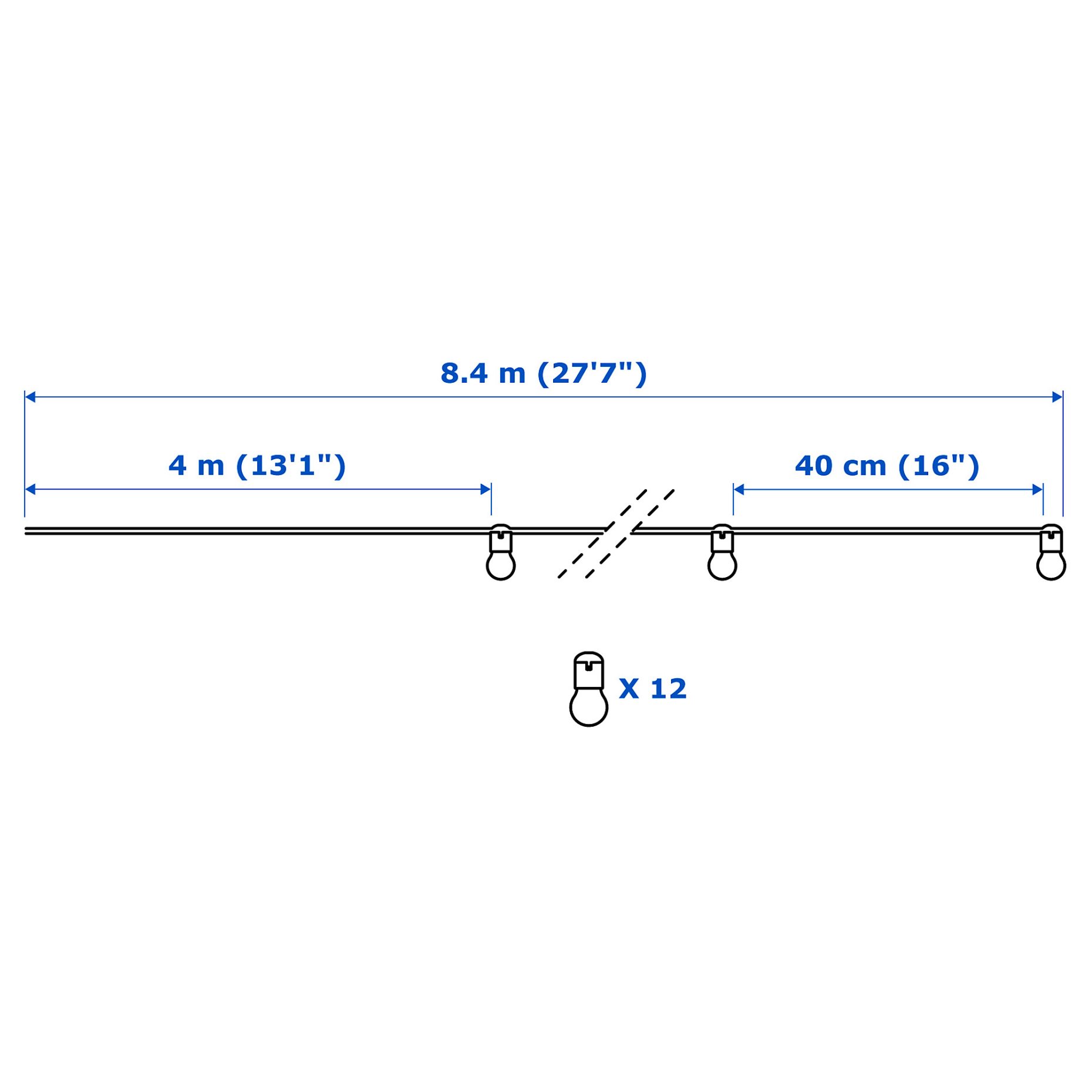 SVARTRÅ, lighting chain/12 lights with built-in LED light source/outdoor, 305.218.00
