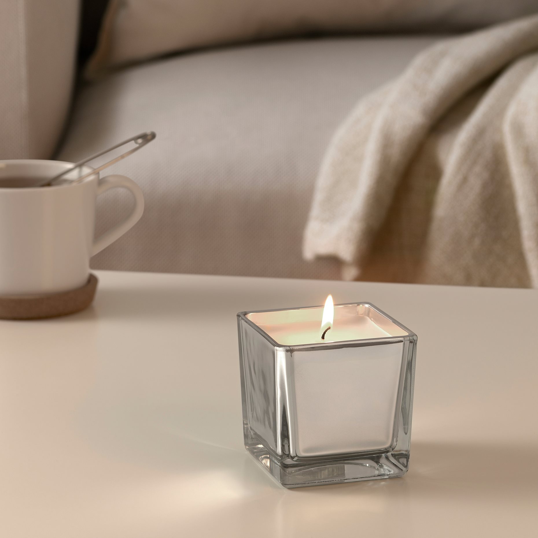 FRAMFÄRD, scented candle in glass/Fresh laundry, 8 cm, 305.423.98