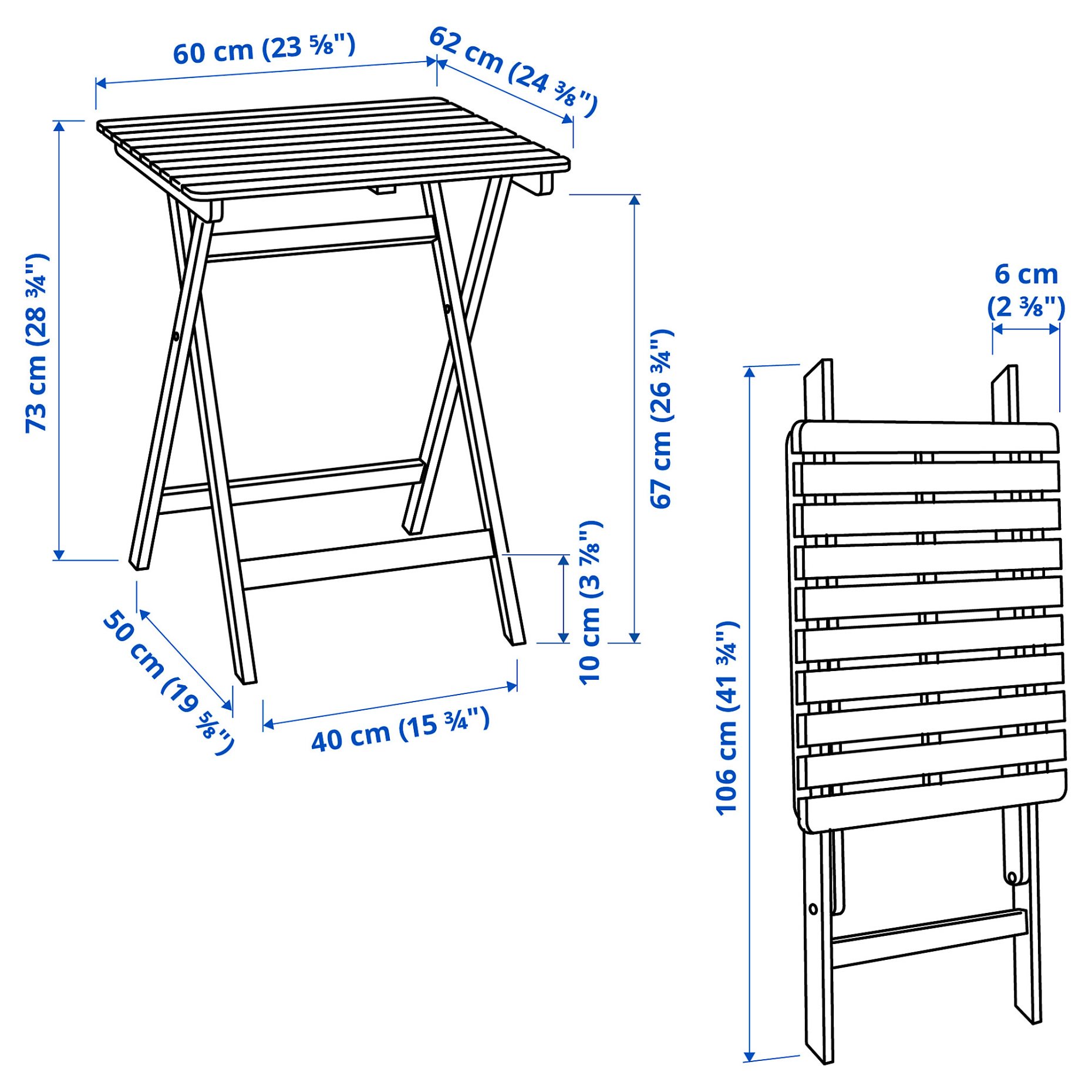 ASKHOLMEN, foldable table/outdoor, 60x62 cm, 305.574.98