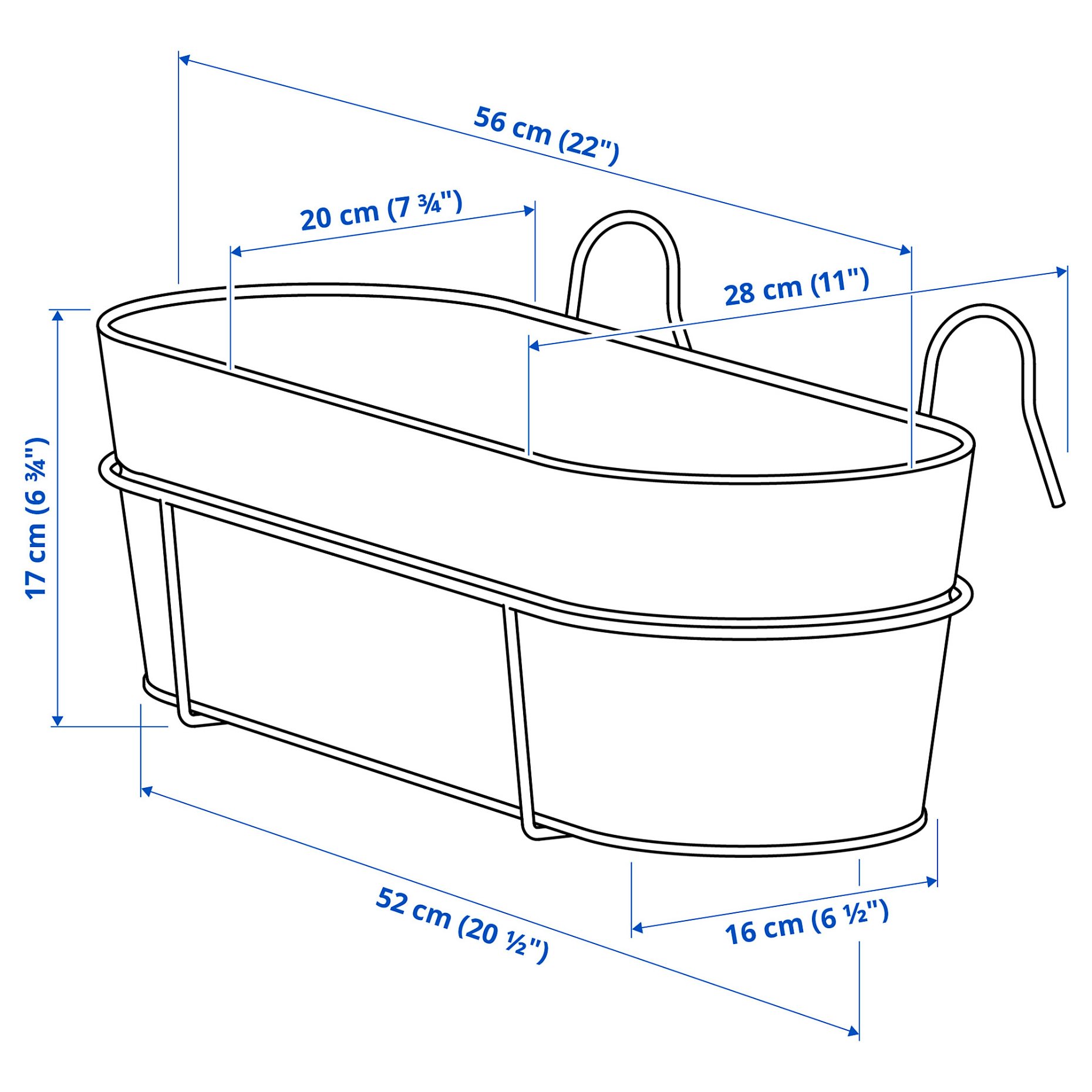 VITLÖK, flower box with holder in/outdoor, 56x20 cm, 305.847.55