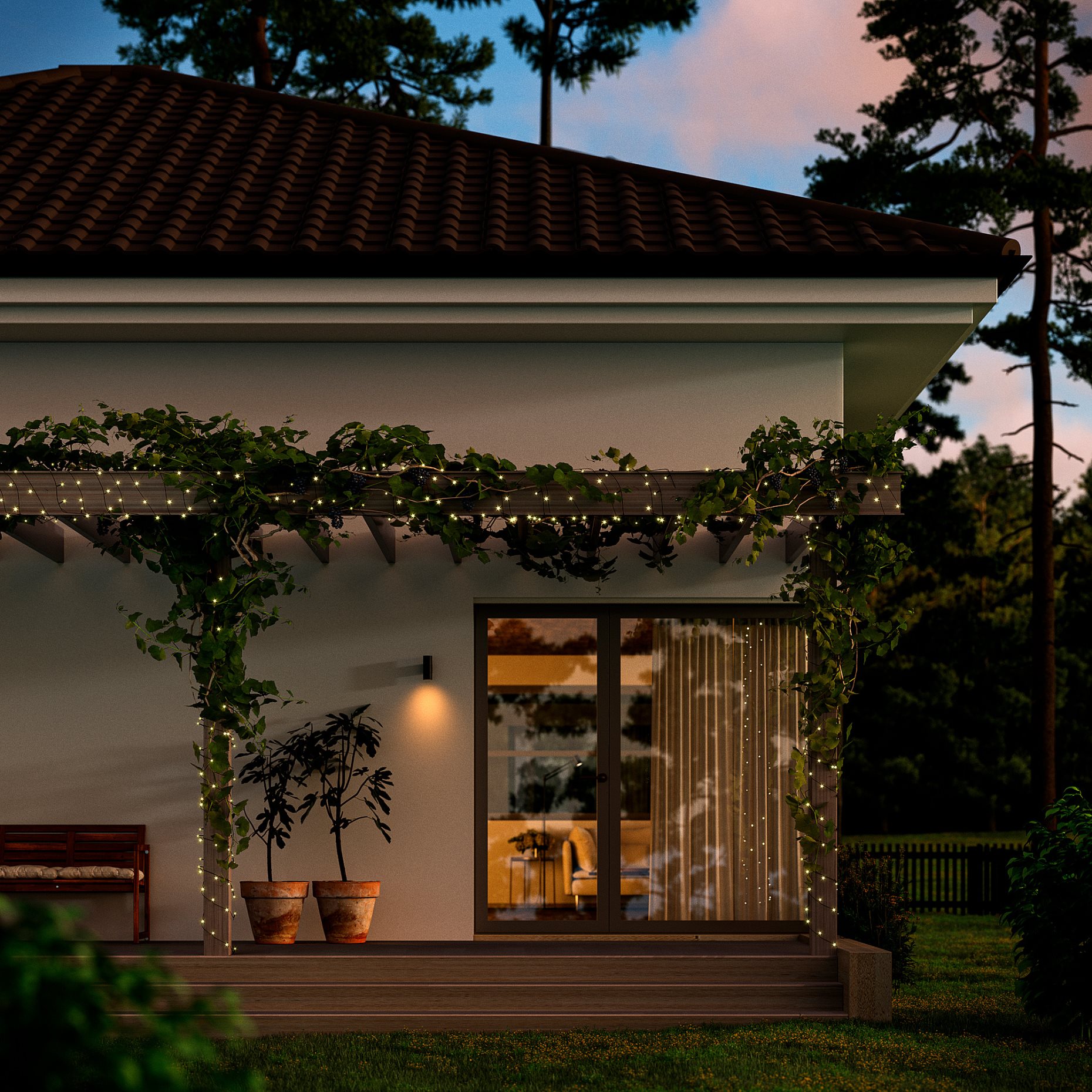 GETKÅL, lighting chain with built in LED light source/outdoor, 15 m, 306.028.77