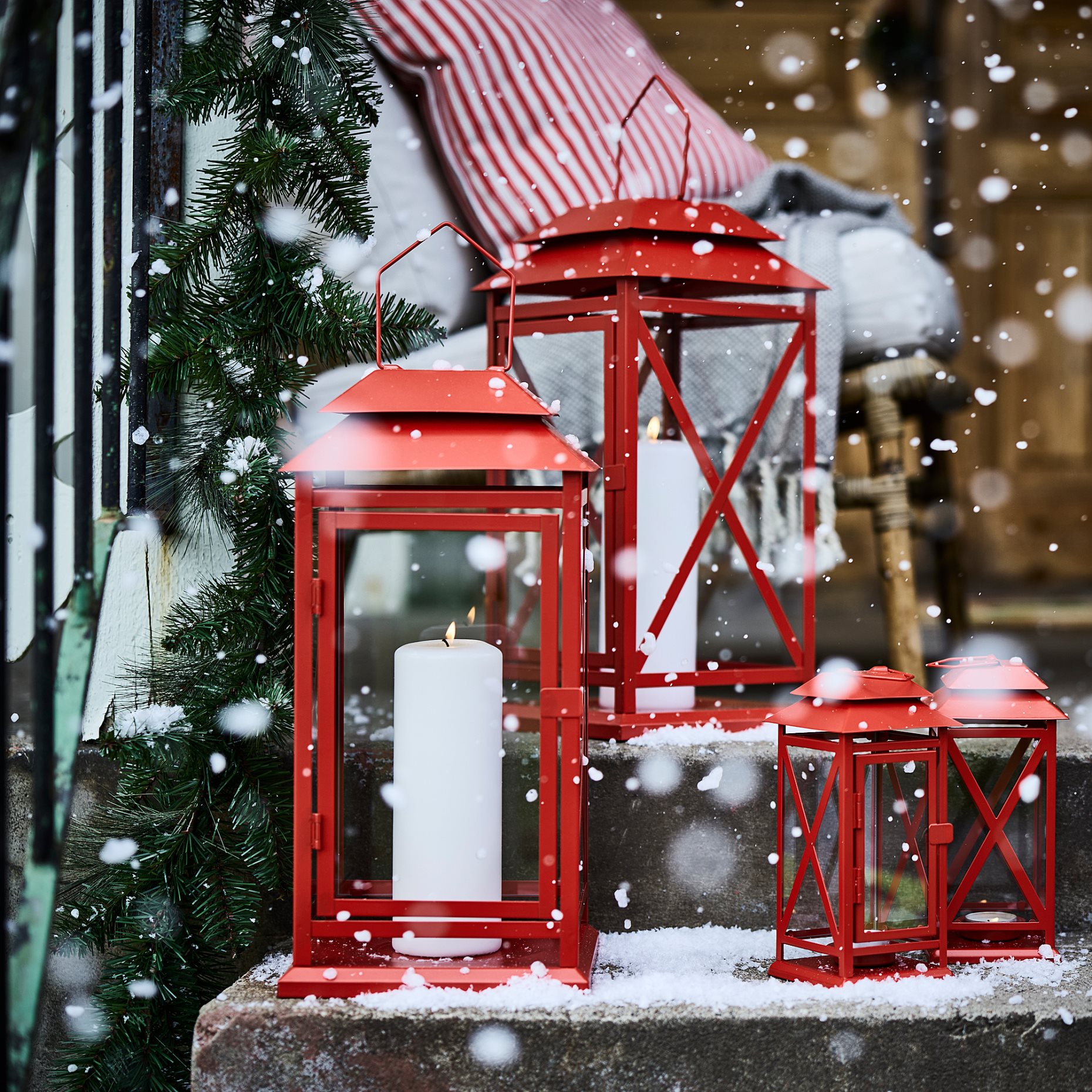 VINTERFINT, lantern for pillar candle in/out, 44 cm, 306.048.19