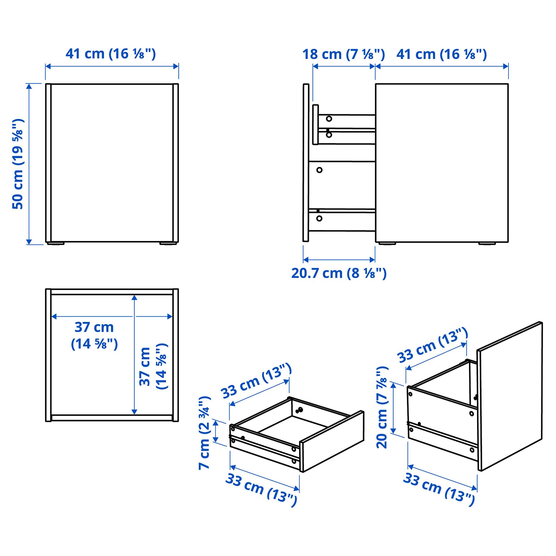 PLÖJKER, bedside table, 41x41x50 cm, 306.135.50