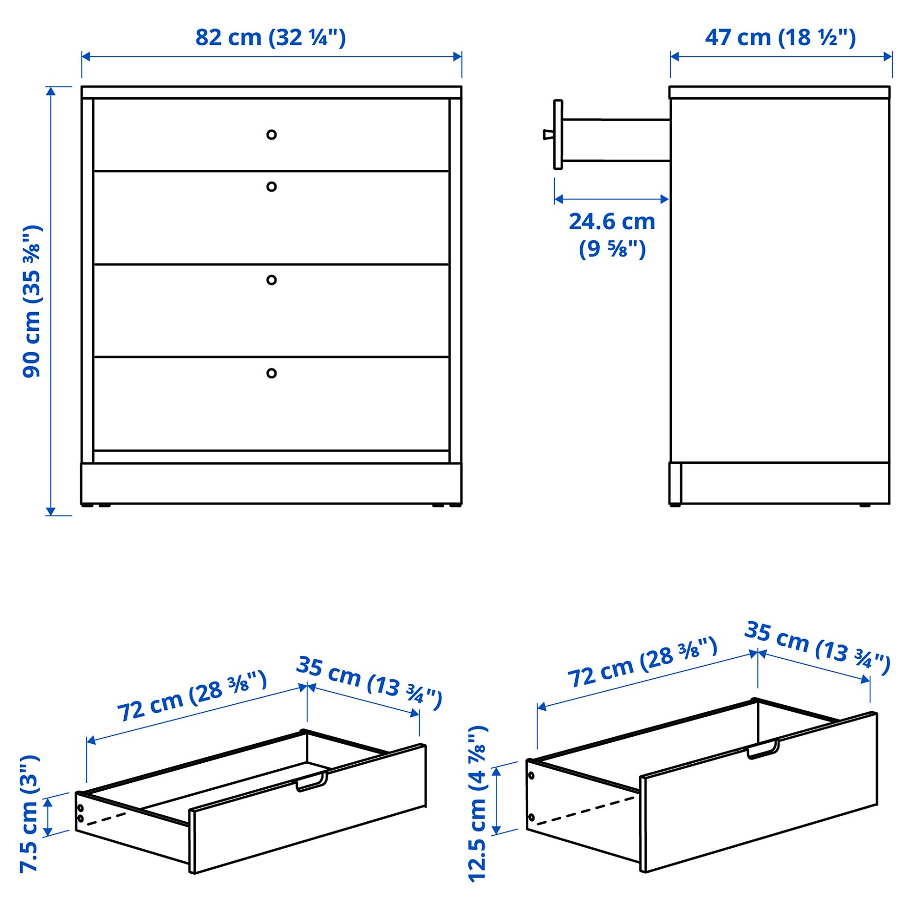 TONSTAD, chest of 4 drawers, 82x47x90 cm, 306.146.15