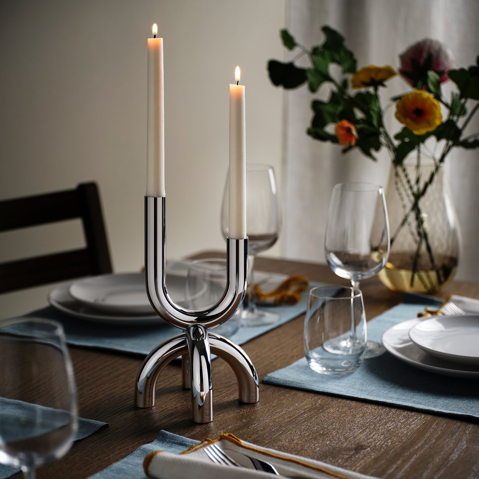 SNÖDUVA, candlestick for 2 candles, 25 cm, 306.237.47