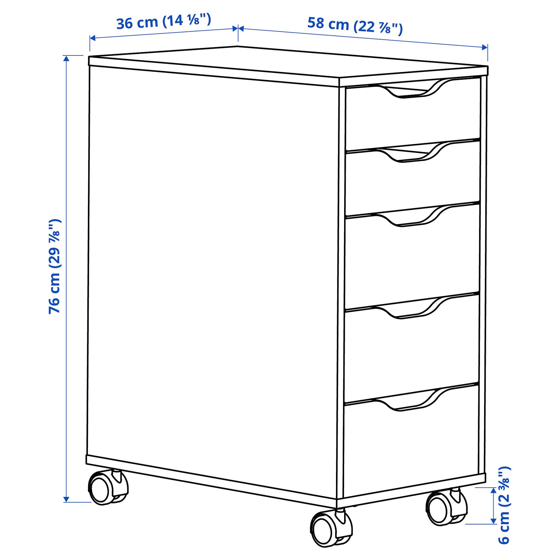 ALEX, drawer unit on castors, 36x76 cm, 394.222.21