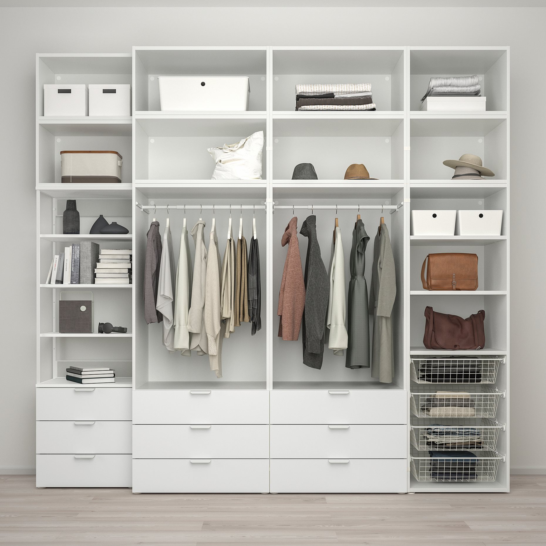 PLATSA, wardrobe with 11 doors+9 drawers, 280x57x261, 394.374.11