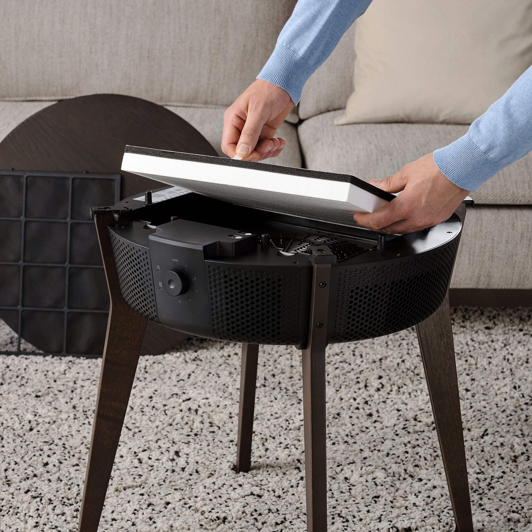 STARKVIND, table with air purifier and additional gas filter, 394.442.18