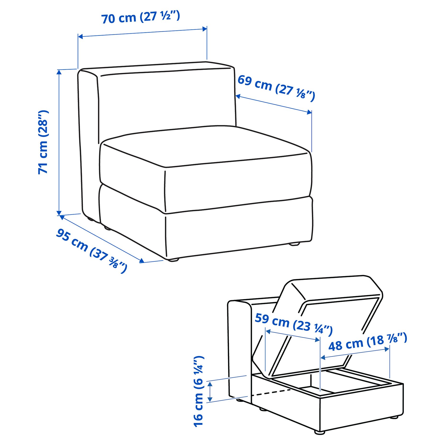 JÄTTEBO, 1-seat module with storage, 394.714.76