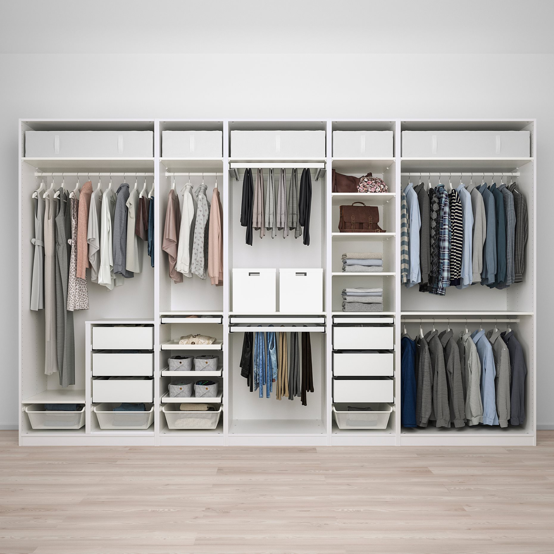 PAX, wardrobe combination, 375x58x236 cm, 395.025.43