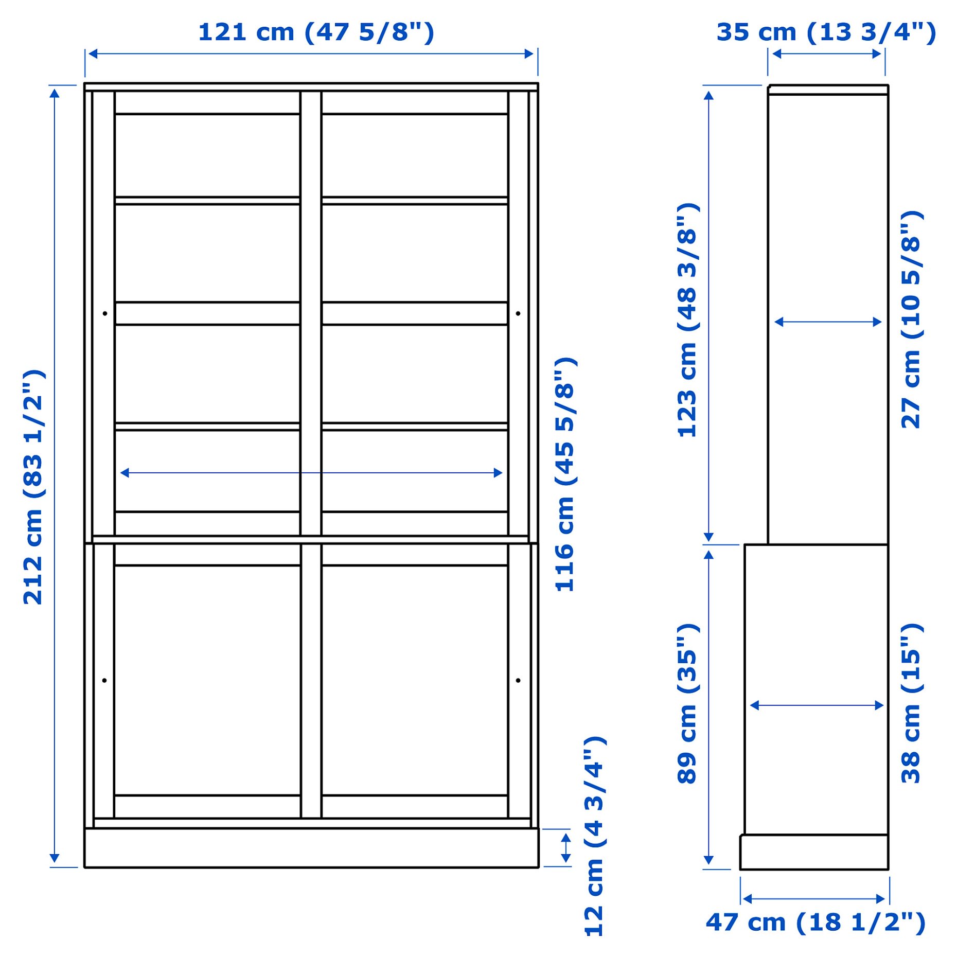 HAVSTA, storage combination with sliding glass doors, 121x47x212 cm, 395.347.61