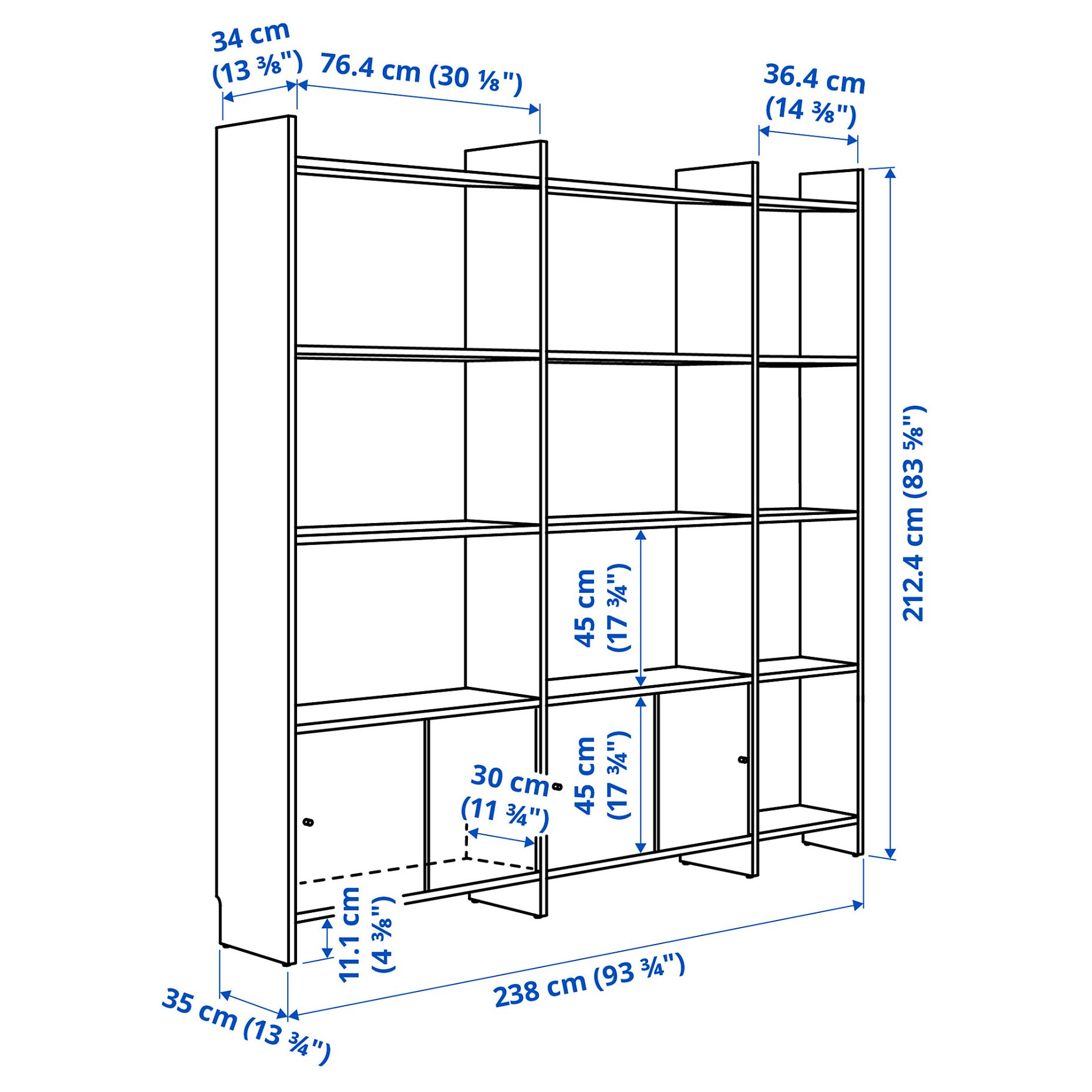 LÅDMAKARE, storage combination with sliding doors and 11 shelves, 198x35x212 cm, 395.666.72