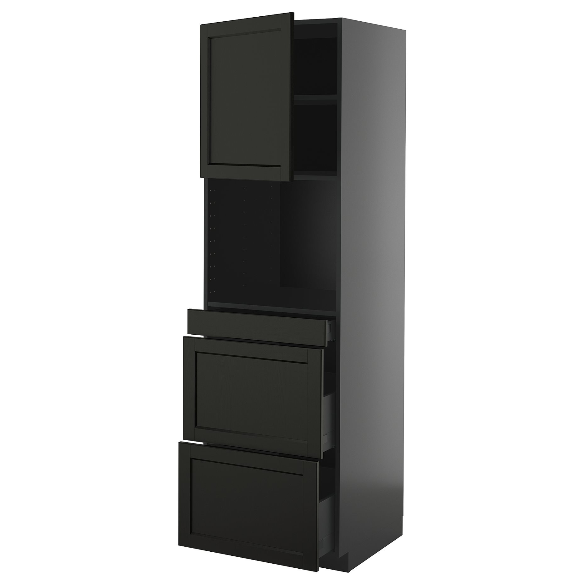 METOD/KNIVSHULT, high cabinet for microwave combi with door/3 drawers, 60x60x200 cm, 395.890.46