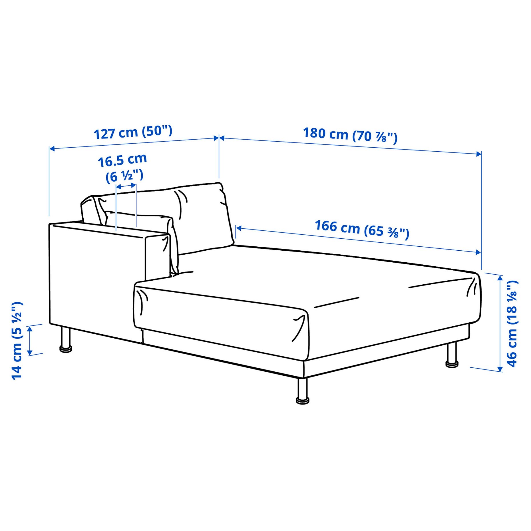 UPPÅKRA, chaise longue module with armrest left, 396.129.85