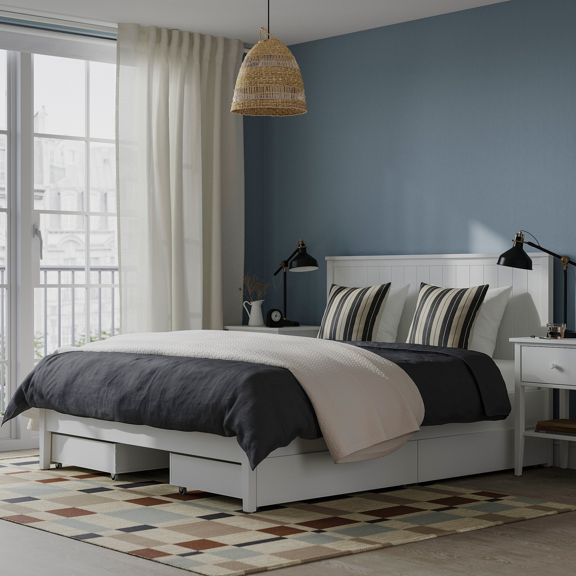 GULLABERG, σκελετός κρεβατιού με 4 κουτιά αποθήκευσης, 140x200 cm, 396.309.51