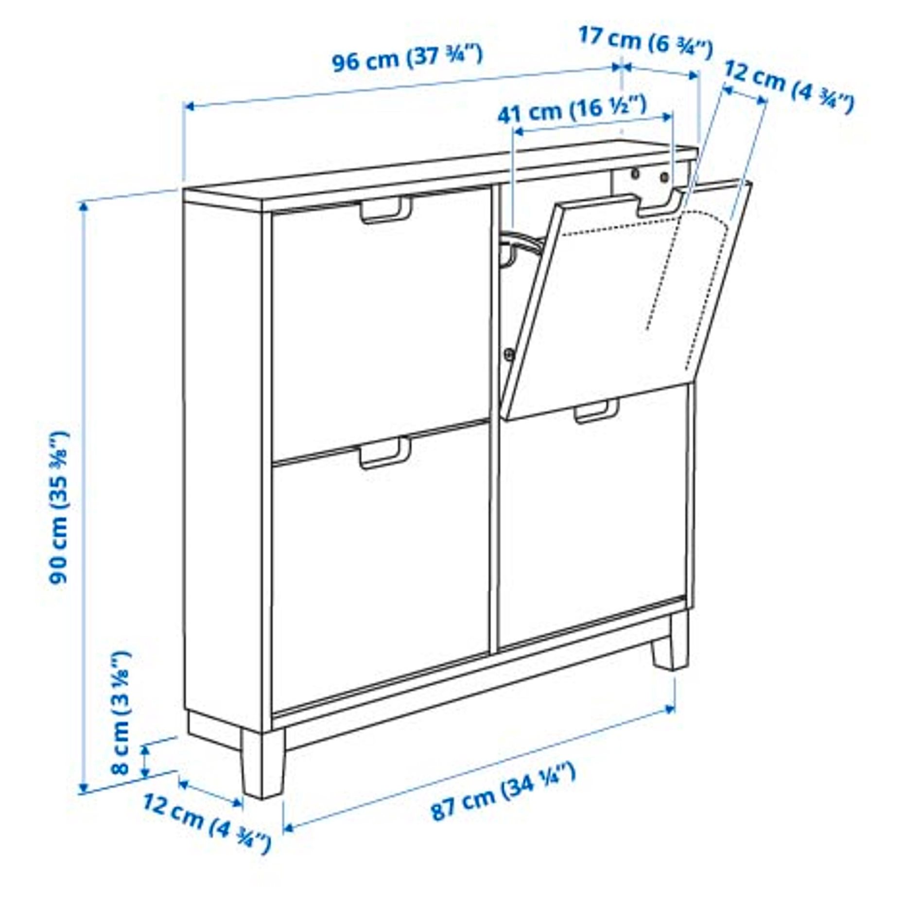 STÄLL, shoe cabinet with 4 compartments, 96x17x90 cm, 405.302.29