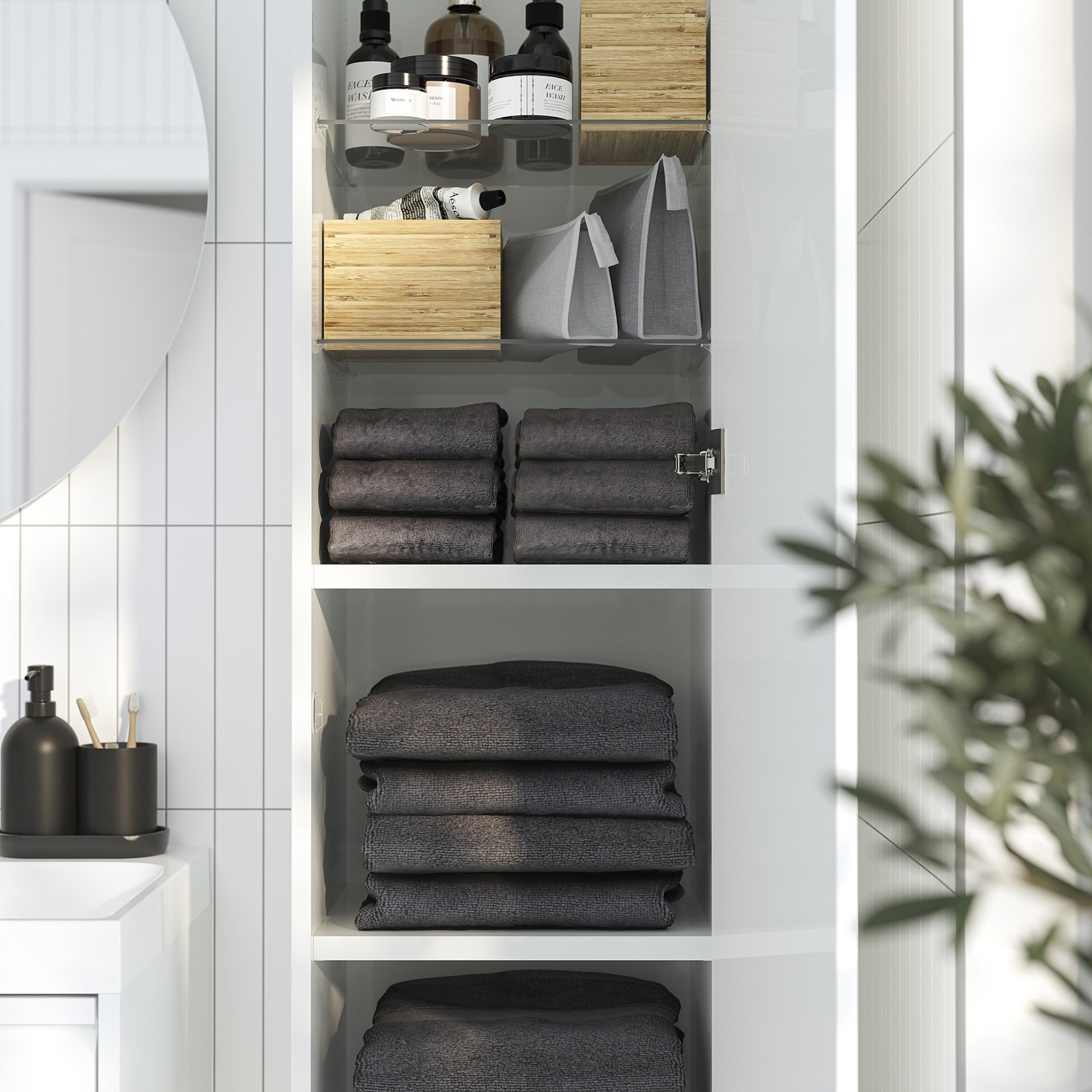 ANGSJON, high cabinet with door/high-gloss, 40x35x195 cm, 405.350.81