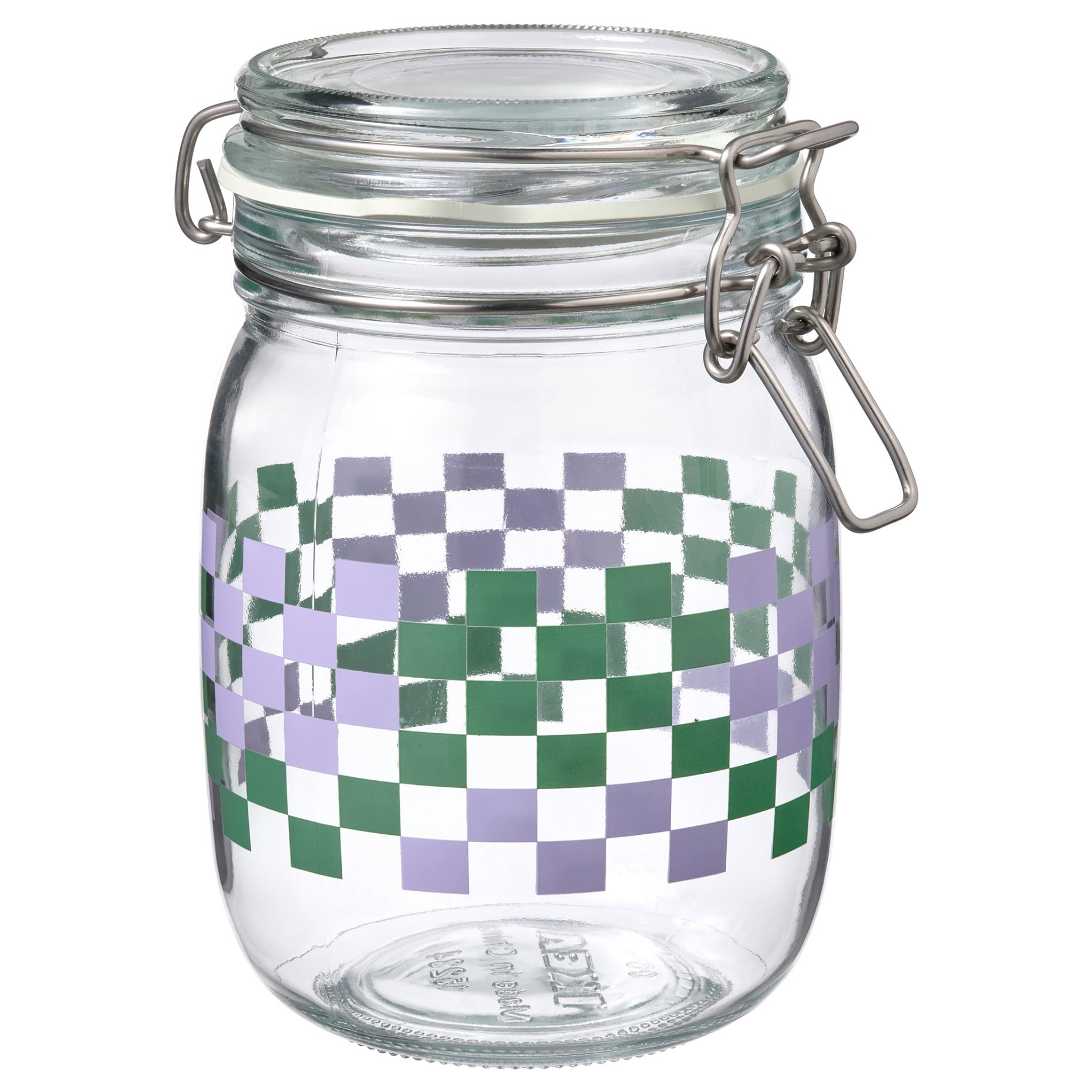 KORKEN, jar with lid clear glass patterned, 1 l, 405.537.58