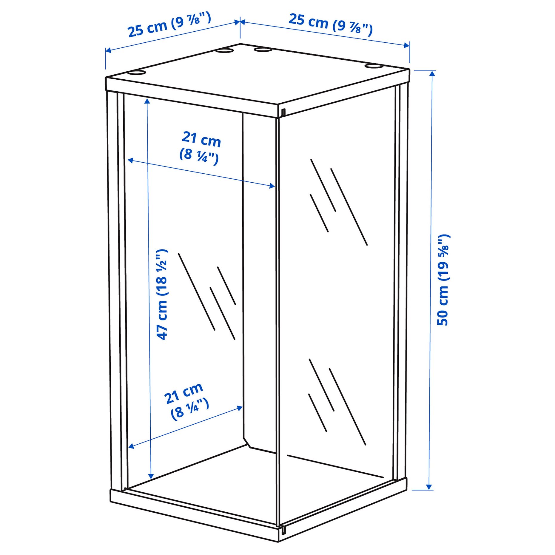 BRÄNNBOLL, wall-mounted display cabinet, 50x25x25 cm, 405.865.27