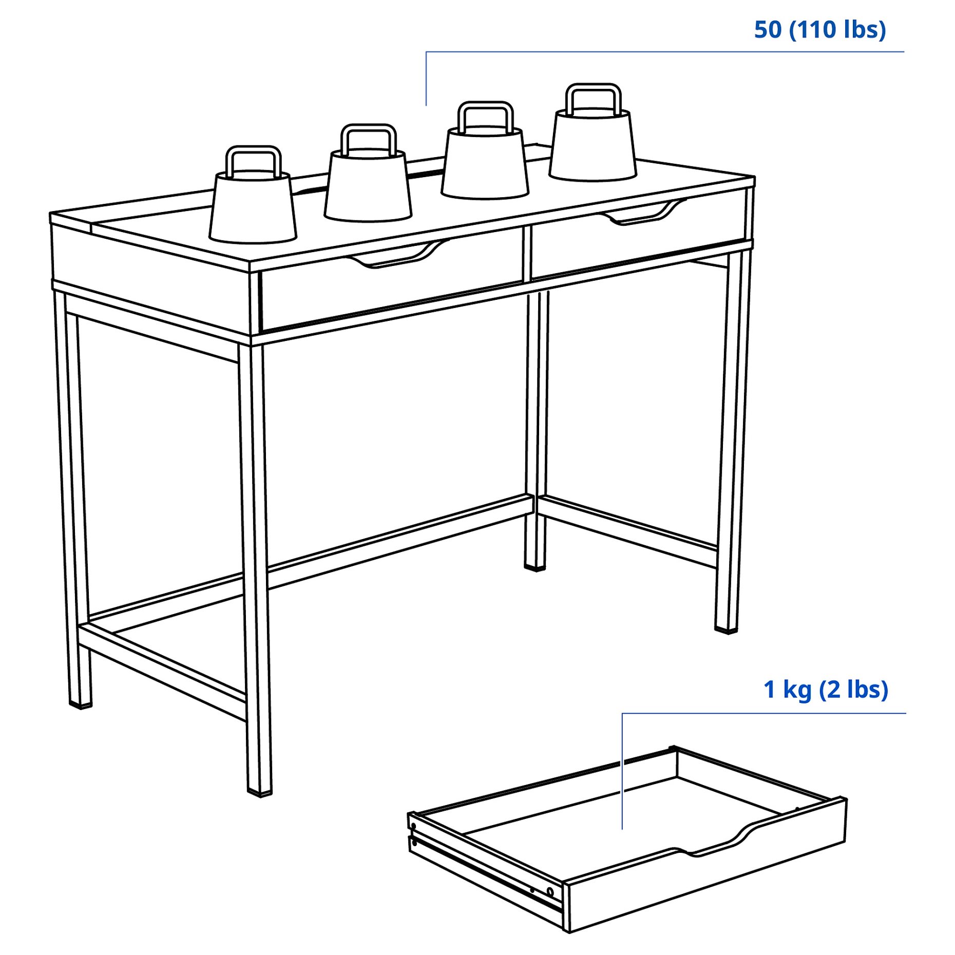 ALEX, desk, 100x48 cm, 405.888.85