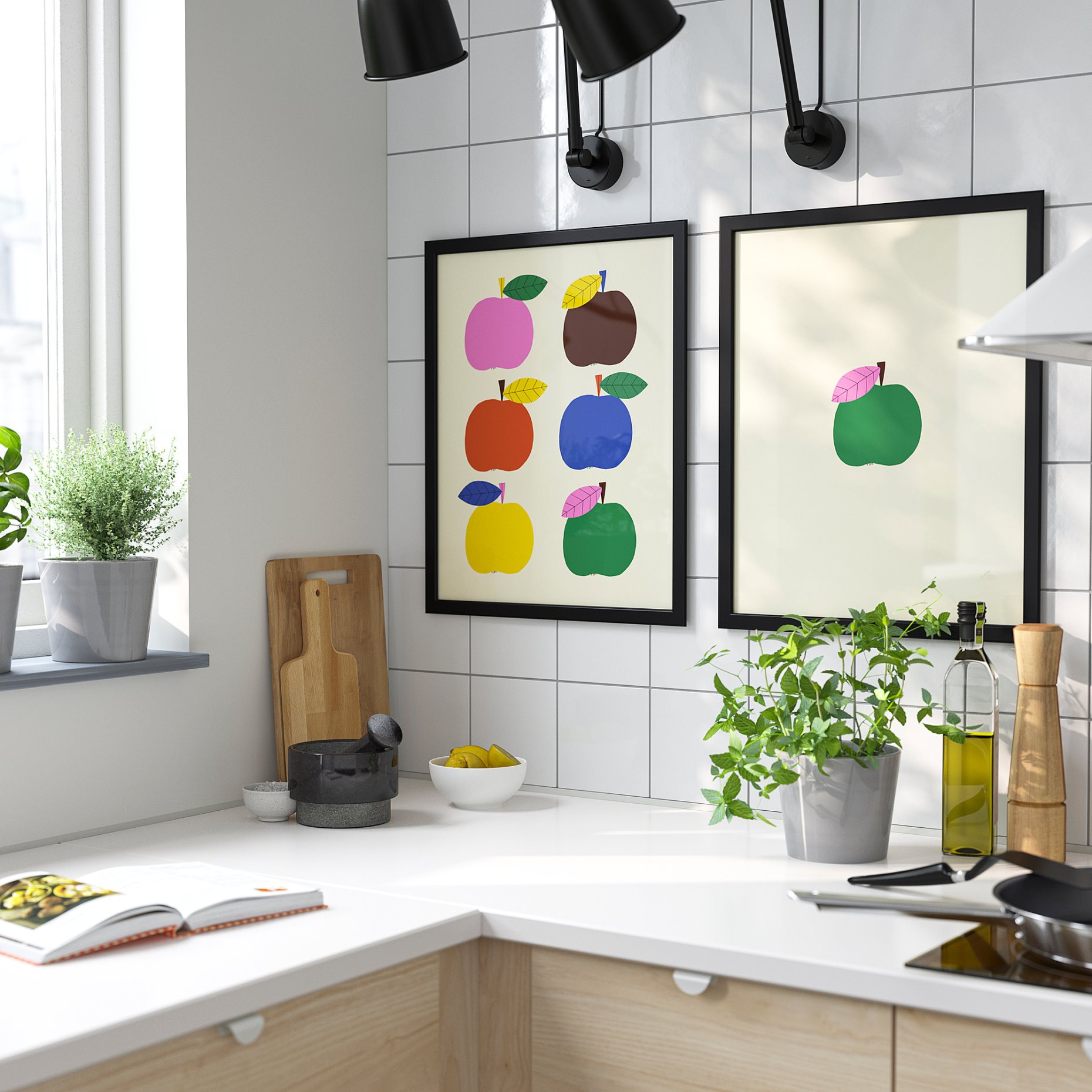 FISKBO, frame with poster/apple game/2 pack, 40x50 cm, 406.021.41
