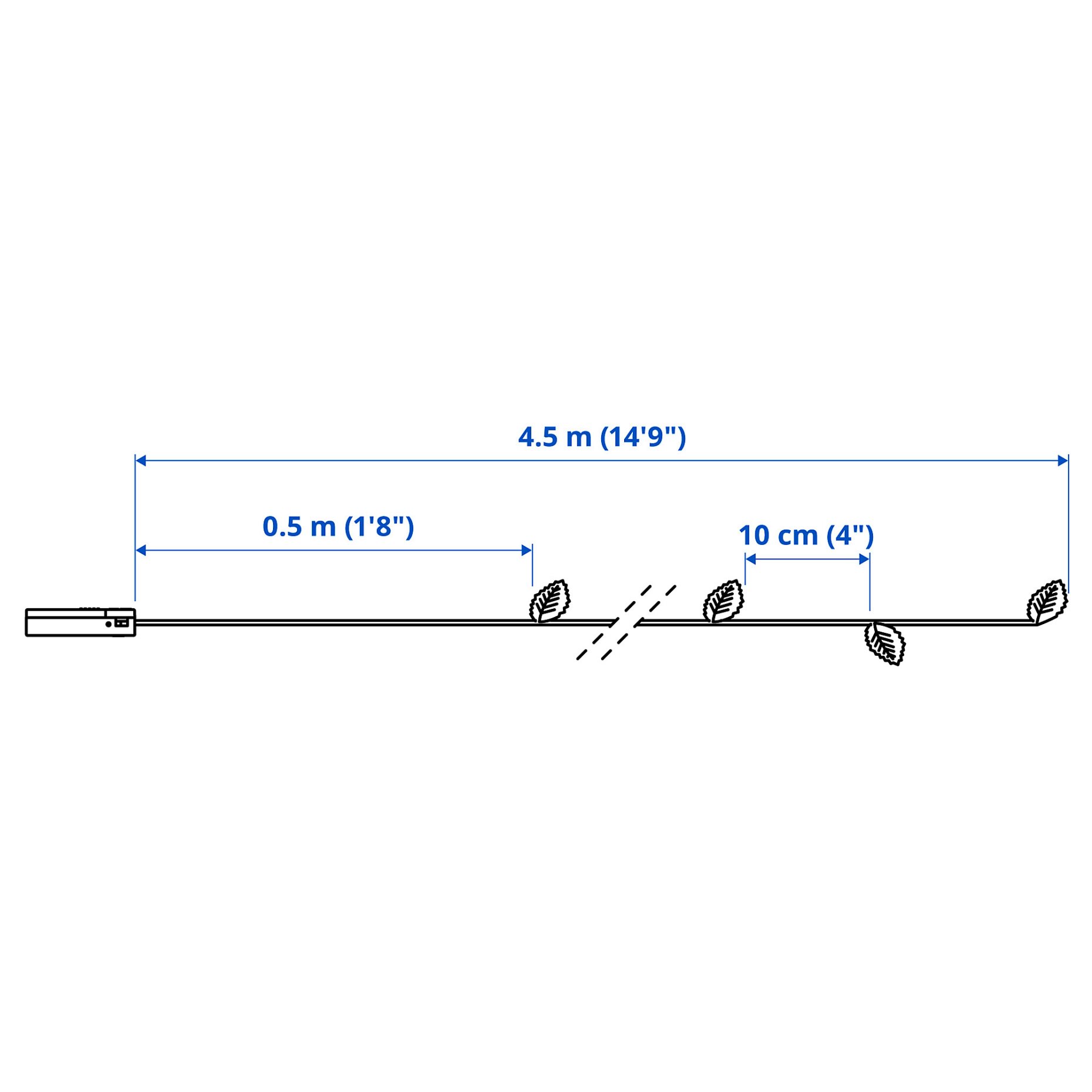 STRÅLA, lighting chain with built in LED light source/40 lights/battery-operated, leaf, 406.061.77