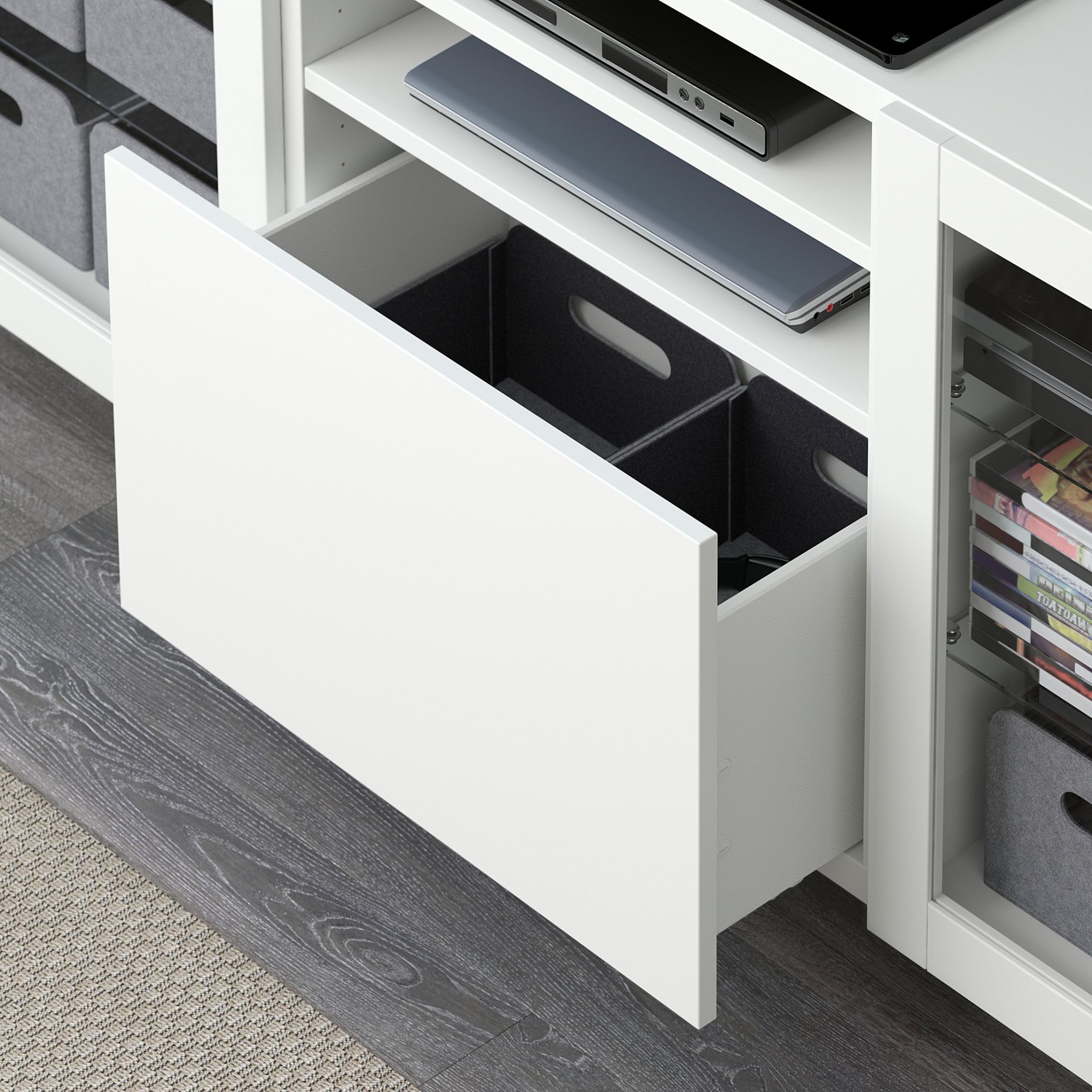 BESTÅ, TV bench with doors/drawer soft closing, 180x42x74 cm, 491.941.05