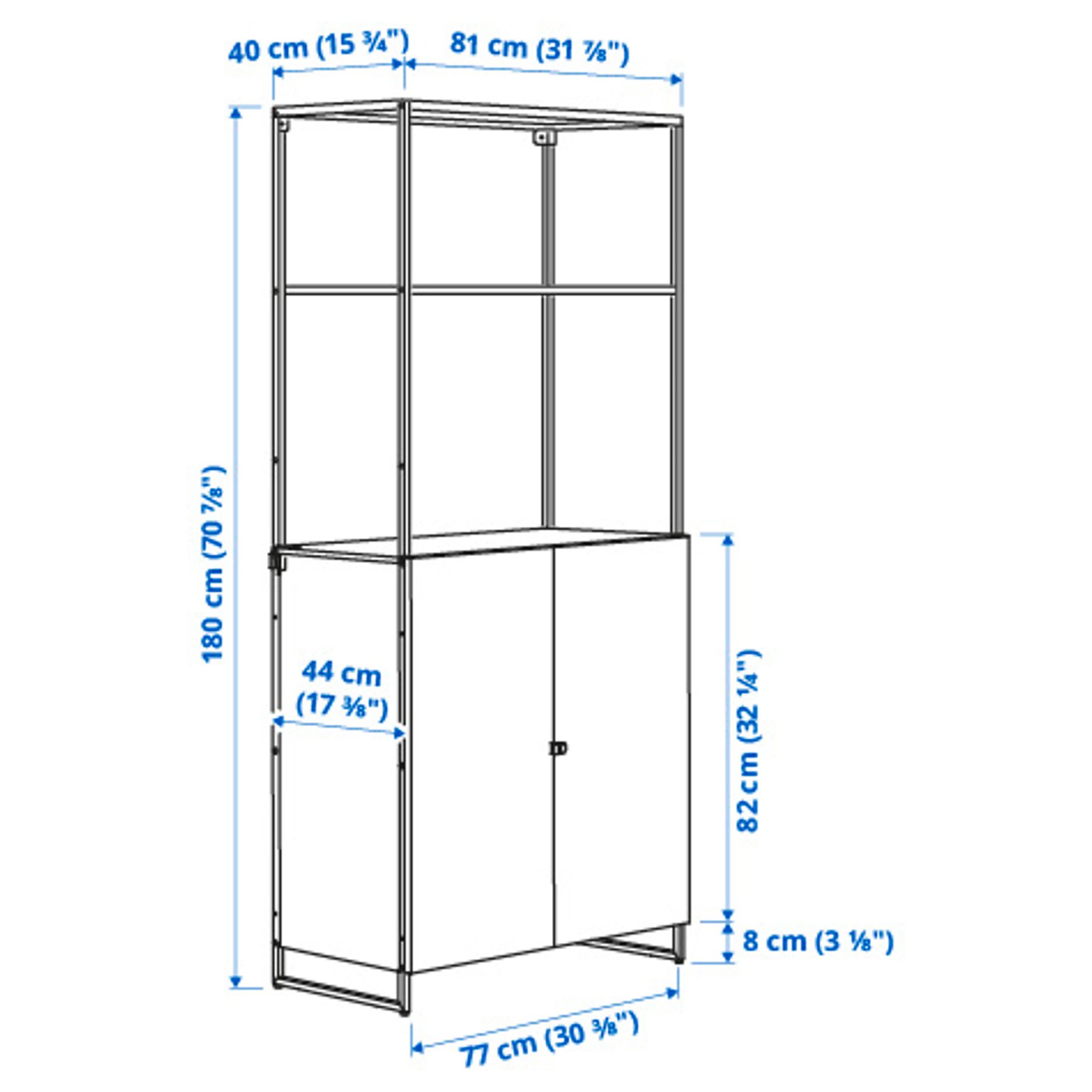 JOSTEIN, shelving unit with doors/in/outdoor, 81x44x180 cm, 494.372.41