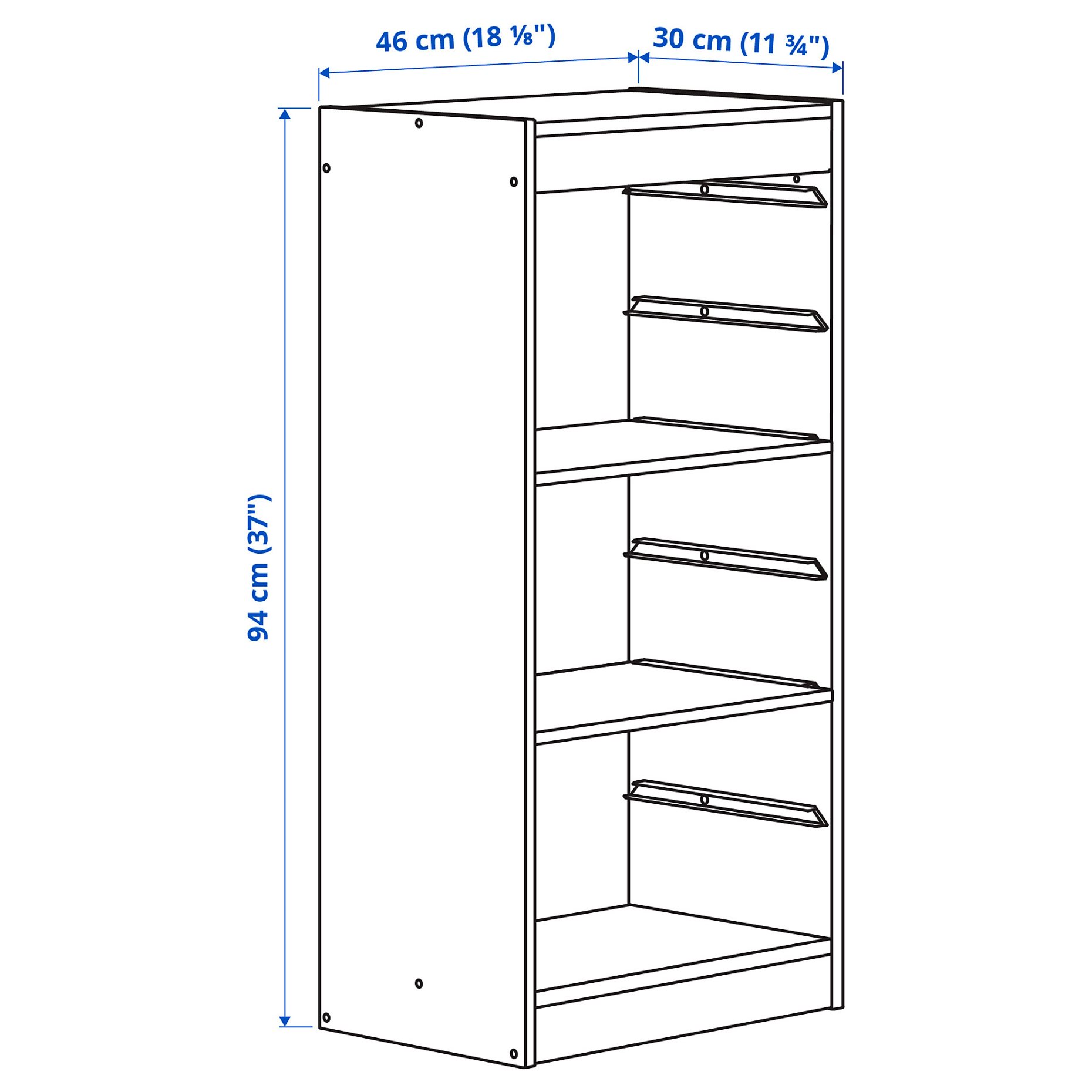 TROFAST, storage combination with shelves, 46x30x94 cm, 494.876.79
