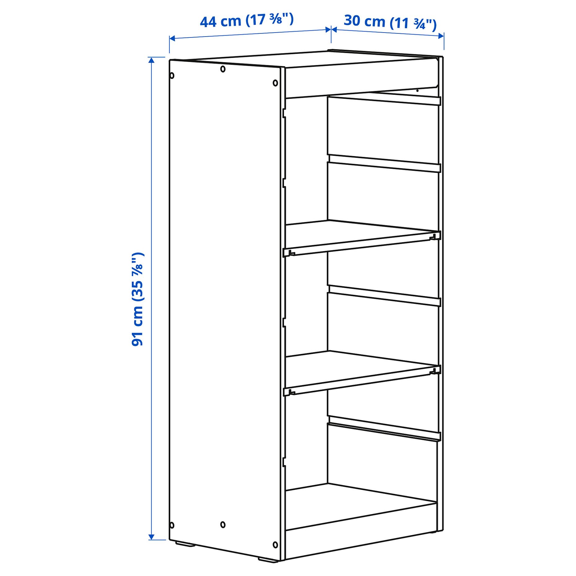 TROFAST, storage combination with shelves, 44x30x91 cm, 494.876.84