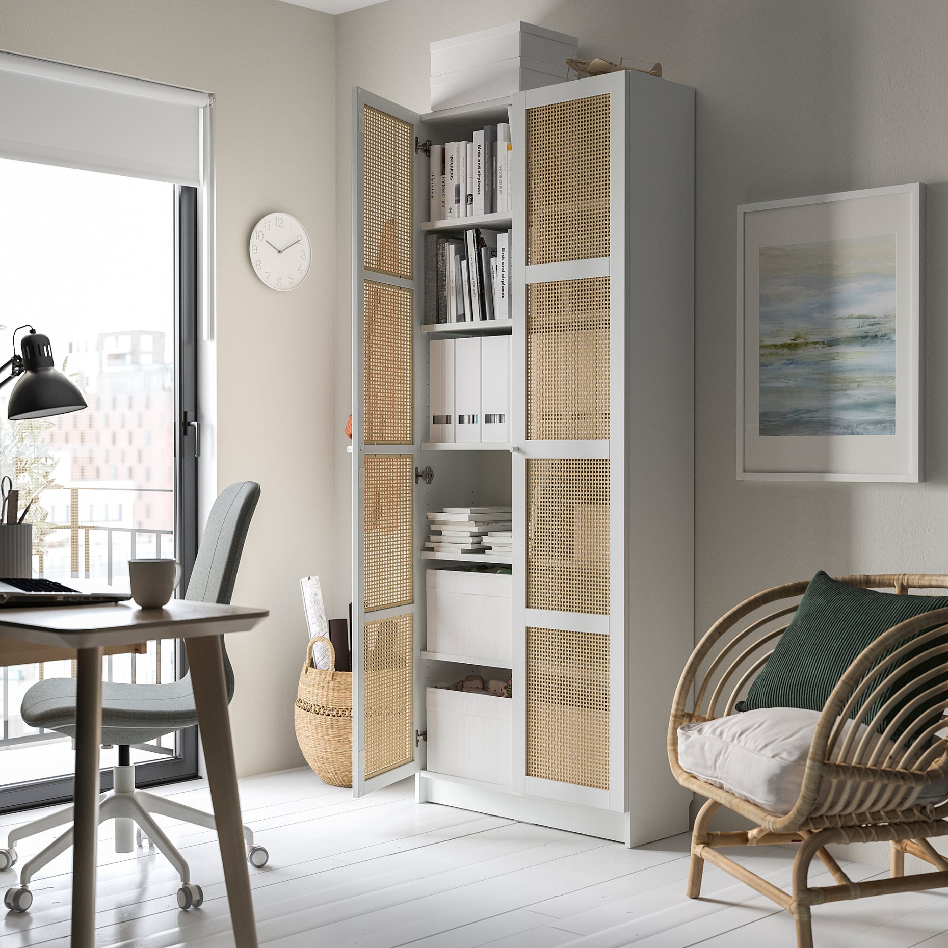 BILLY/HOGADAL, bookcase with doors, 80x30x202 cm, 495.722.05