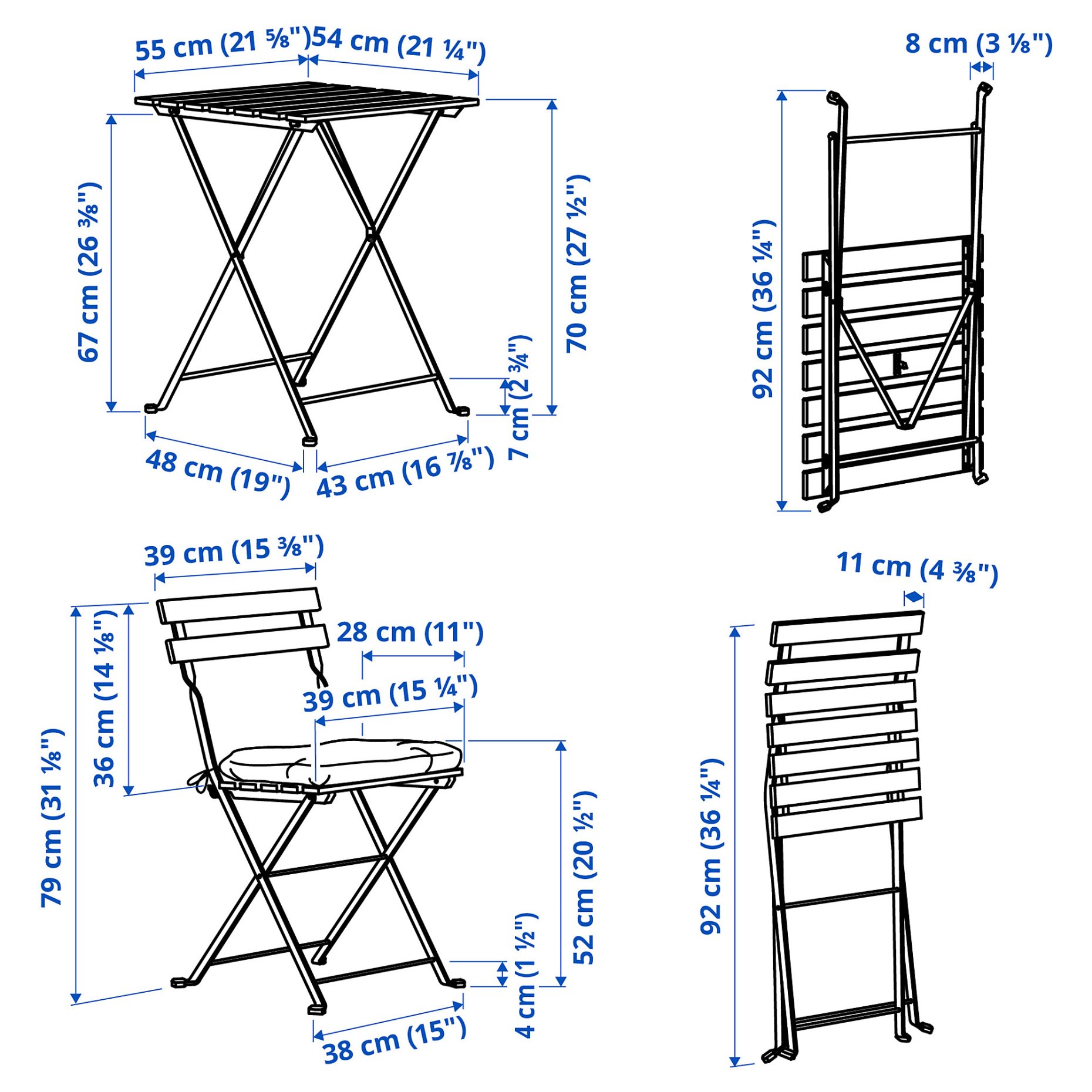 TÄRNÖ, τραπέζι και 4 καρέκλες/πτυσσόμενα/εξωτερικού χώρου, 100x54 cm, 495.753.60