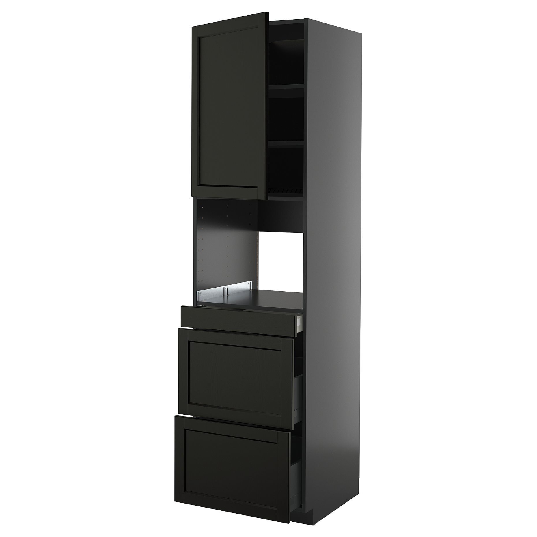 METOD/KNIVSHULT, high cabinet for microwave combi with door/3 drawers, 60x60x220 cm, 495.882.68