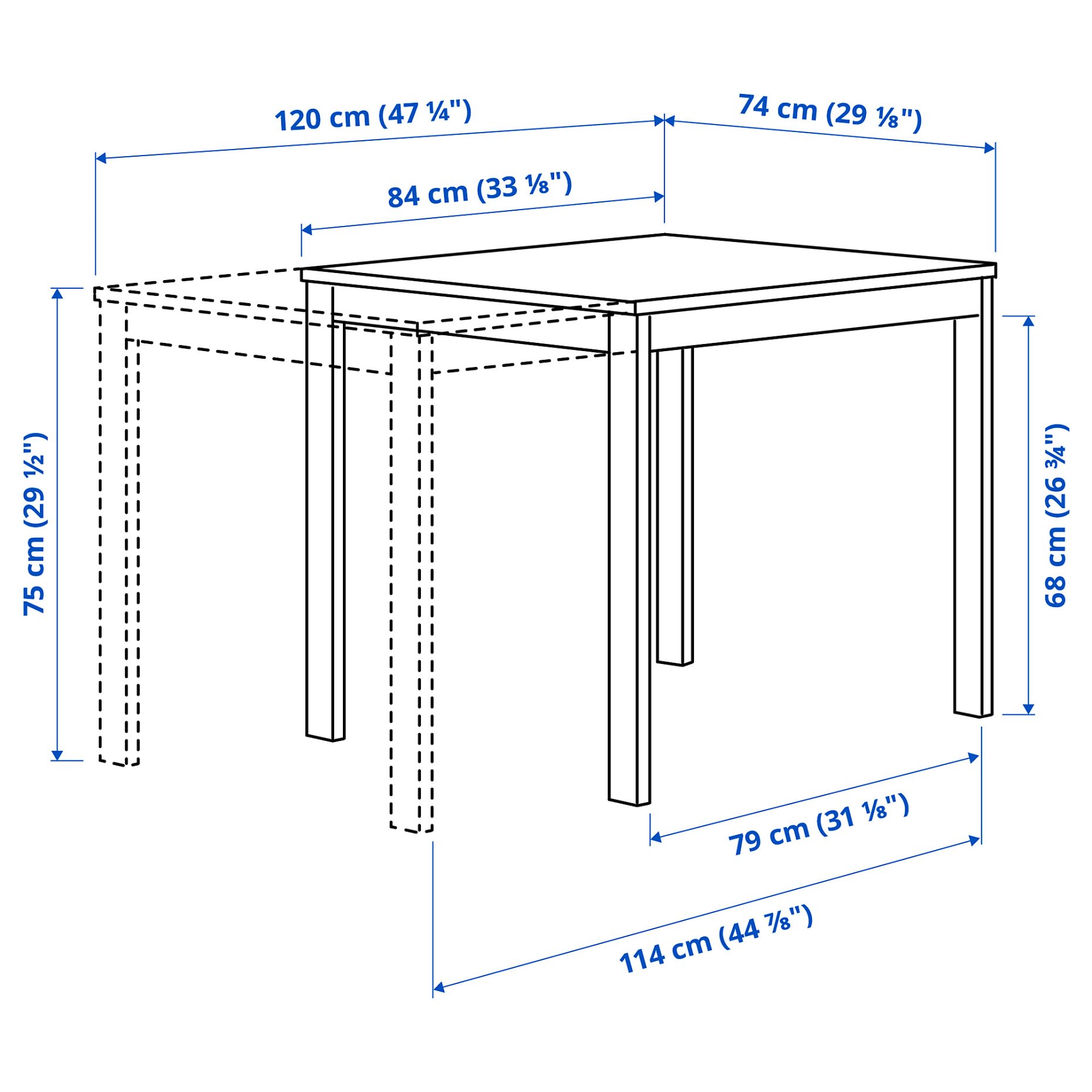 VIHALS, table and 2 chairs, 84/120x74 cm, 495.899.51