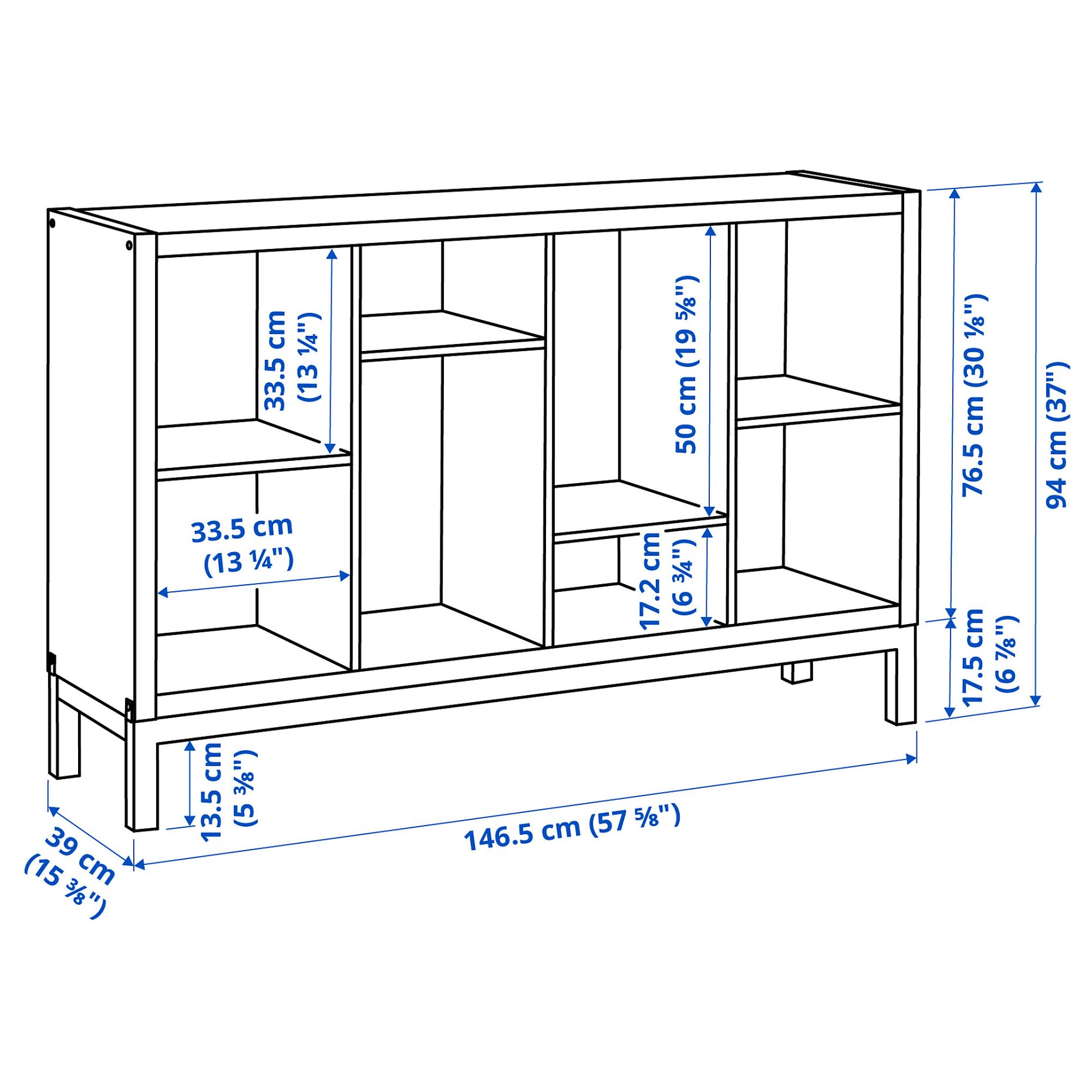 KALLAX, shelving unit with underframe, 147x39x94 cm, 496.075.54