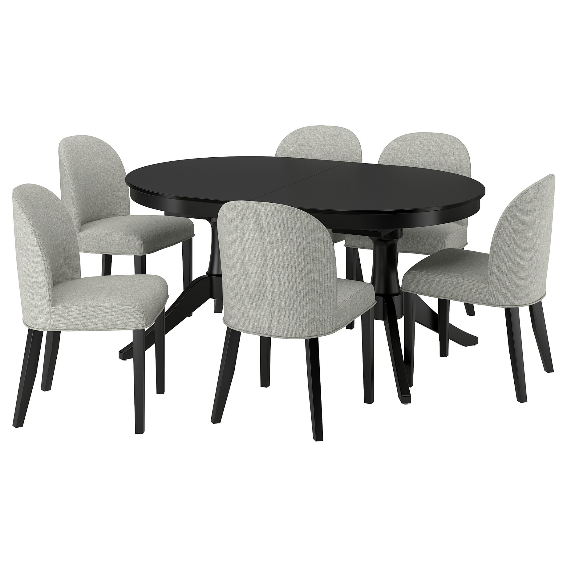 ROSENTORP, table and 6 chairs, 160/215x110 cm, 496.101.27