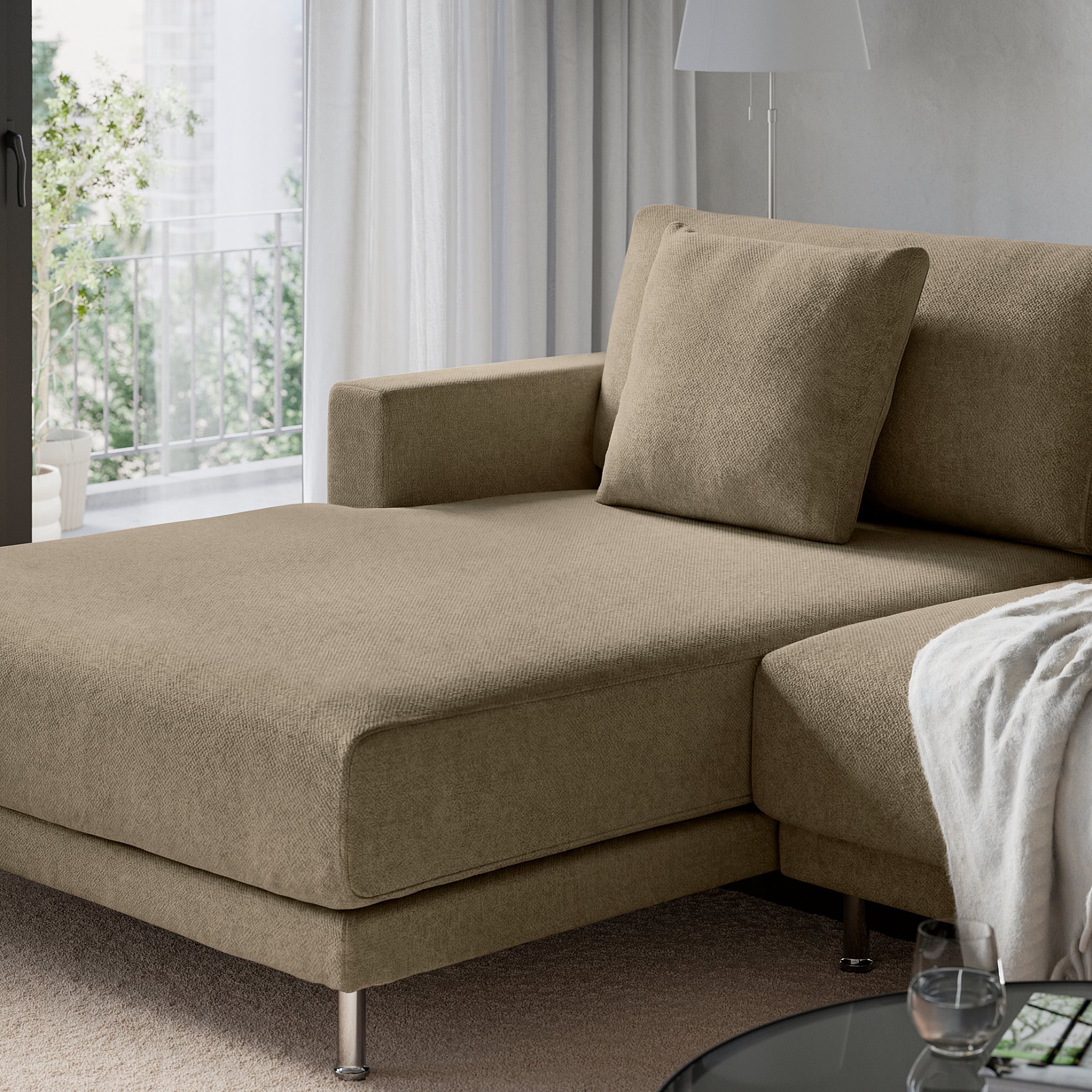UPPÅKRA, 3-seat modular sofa with chaise longue, left, 496.122.73