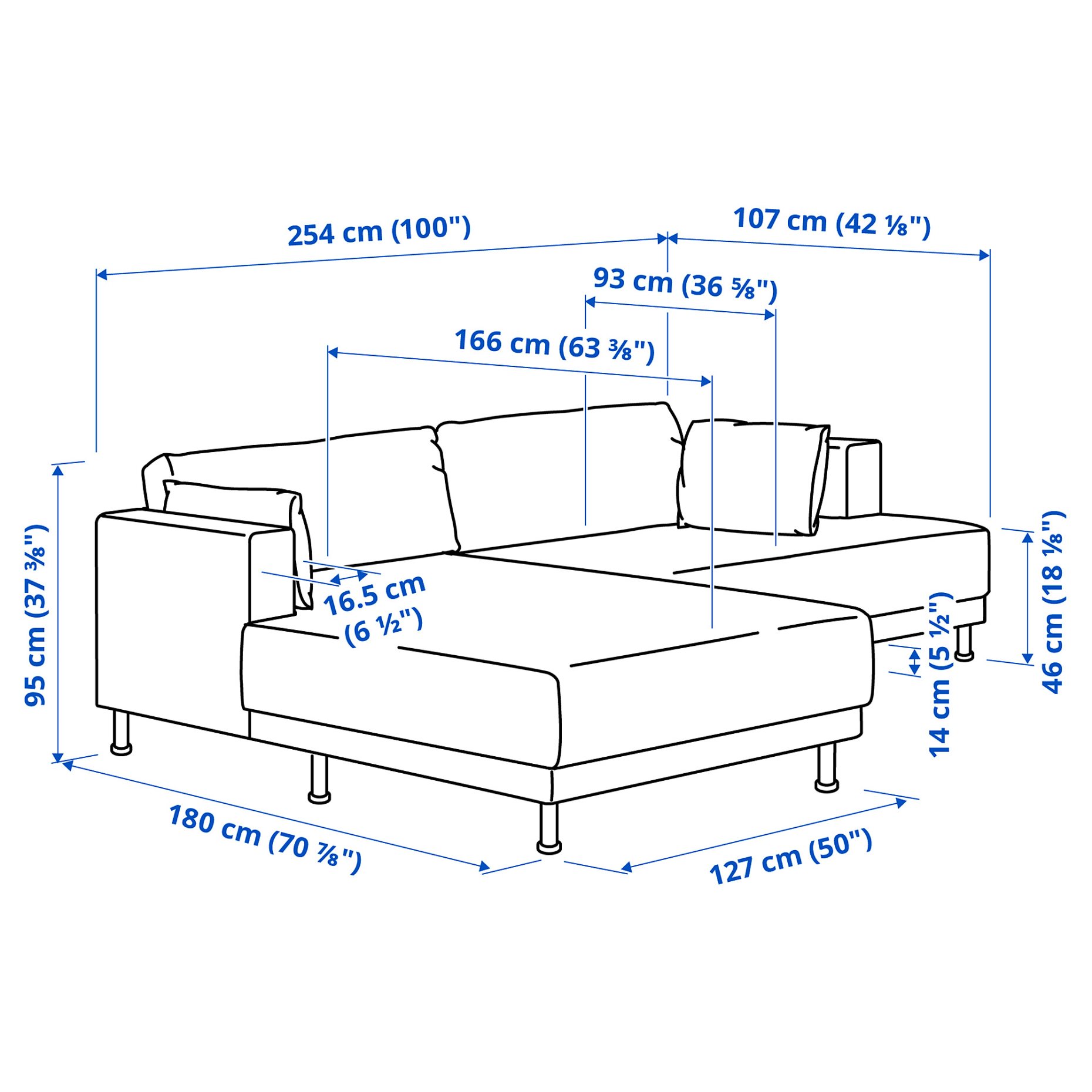 UPPÅKRA, 3-seat modular sofa with chaise longue, left, 496.122.73