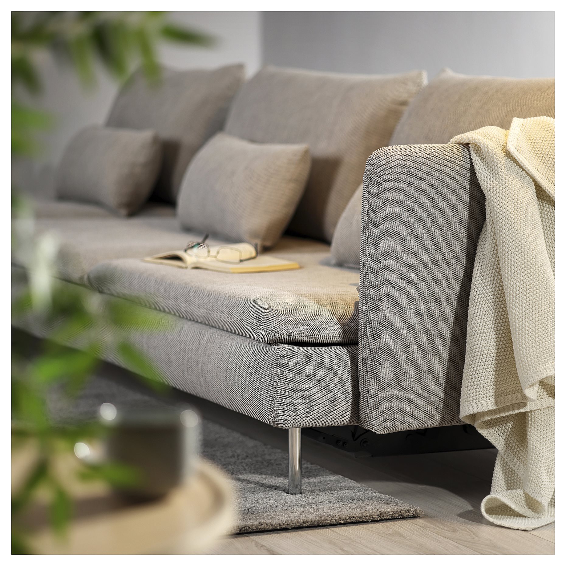 SÖDERHAMN, 4-seat sofa-bed with chaise longue and open end, 496.164.26
