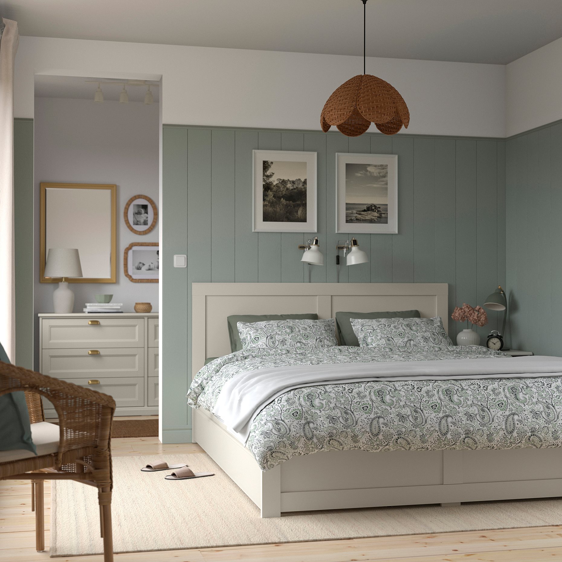 FÅGELFJÄLLET, bed frame with 2 storage boxes, 160x200 cm, 496.308.99