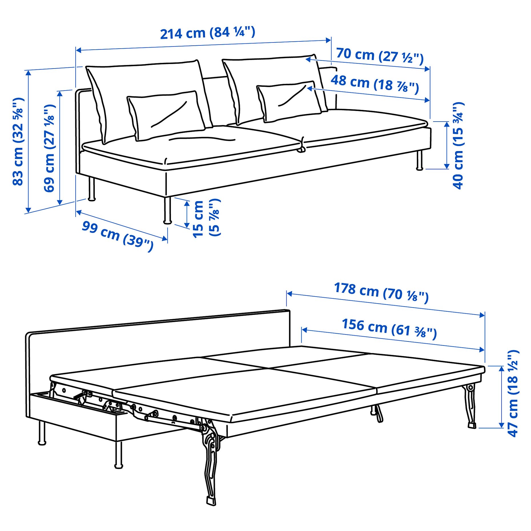 SÖDERHAMN, τριθέσιος καναπές-κρεβάτι, 496.341.52