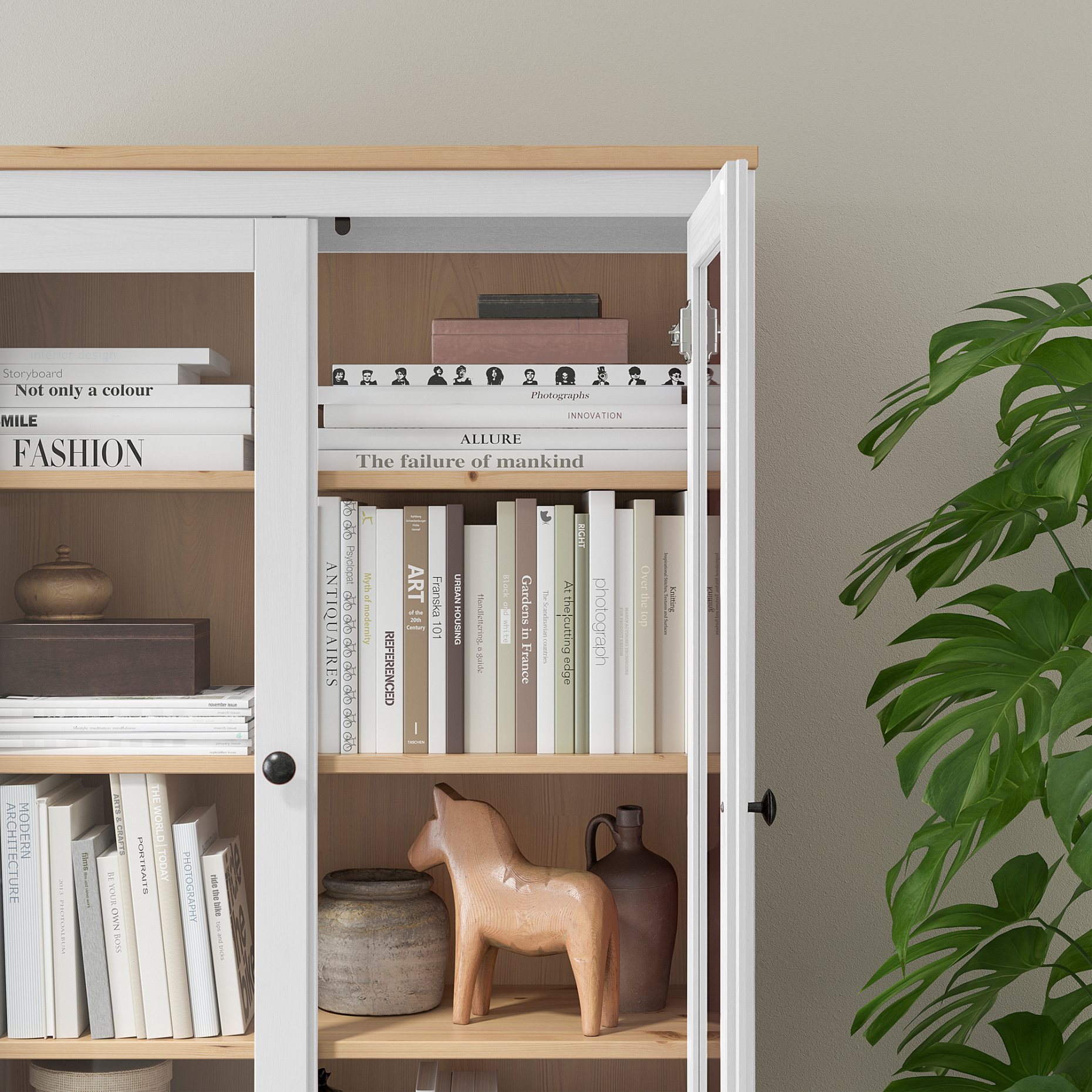 HEMNES, glass-door cabinet with 3 drawers, 504.135.07