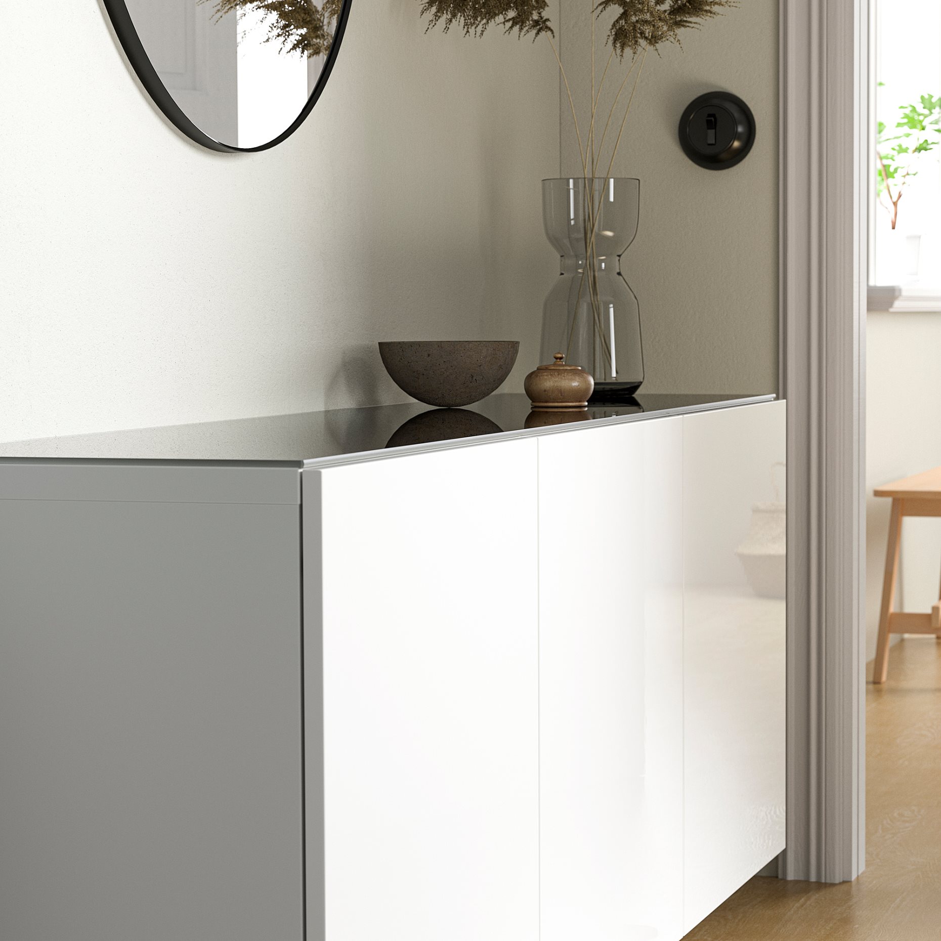 BESTÅ, άνω επιφάνεια/γυαλί, 180x40 cm, 504.963.19