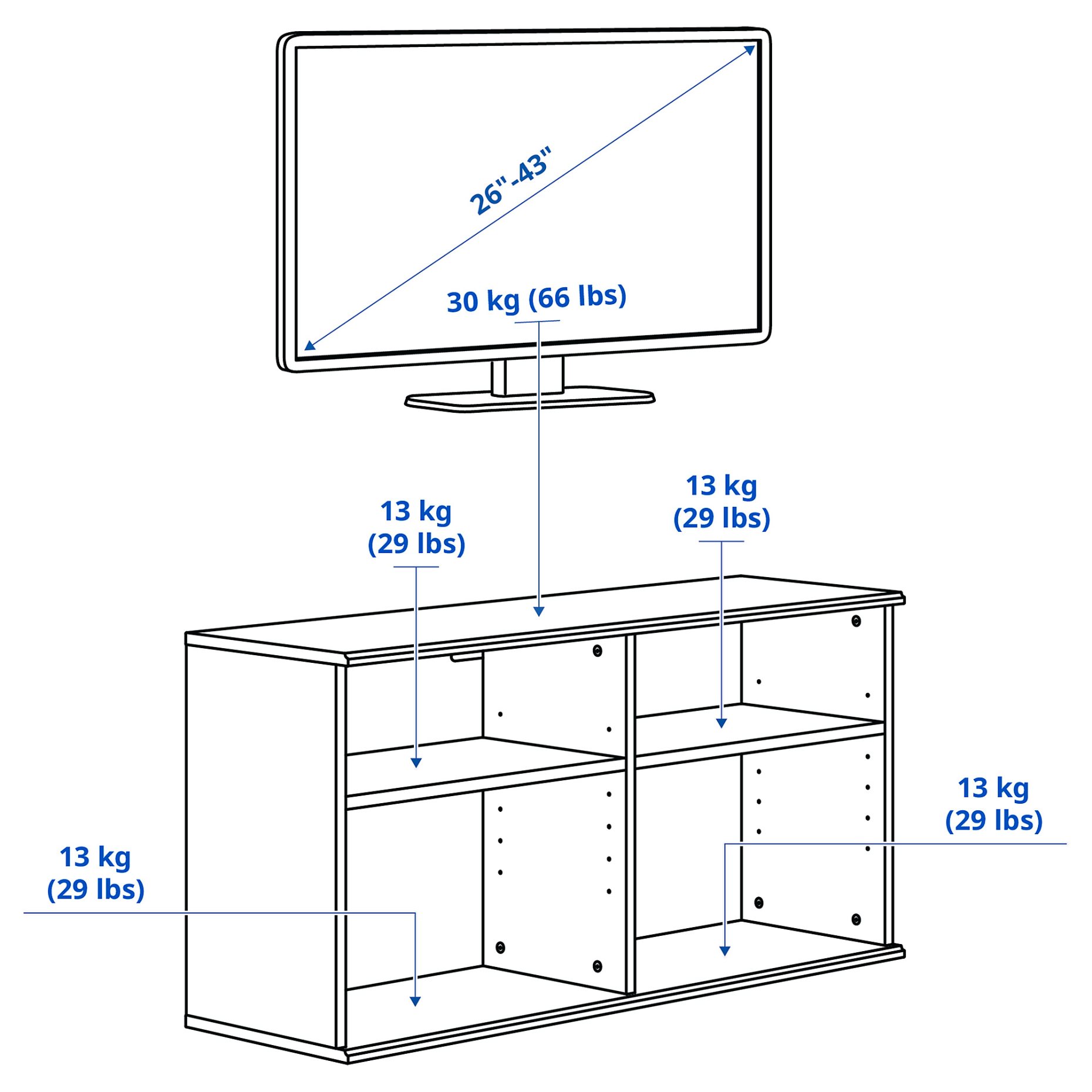 SKRUVBY, TV bench, 118x38x60 cm, 505.203.57
