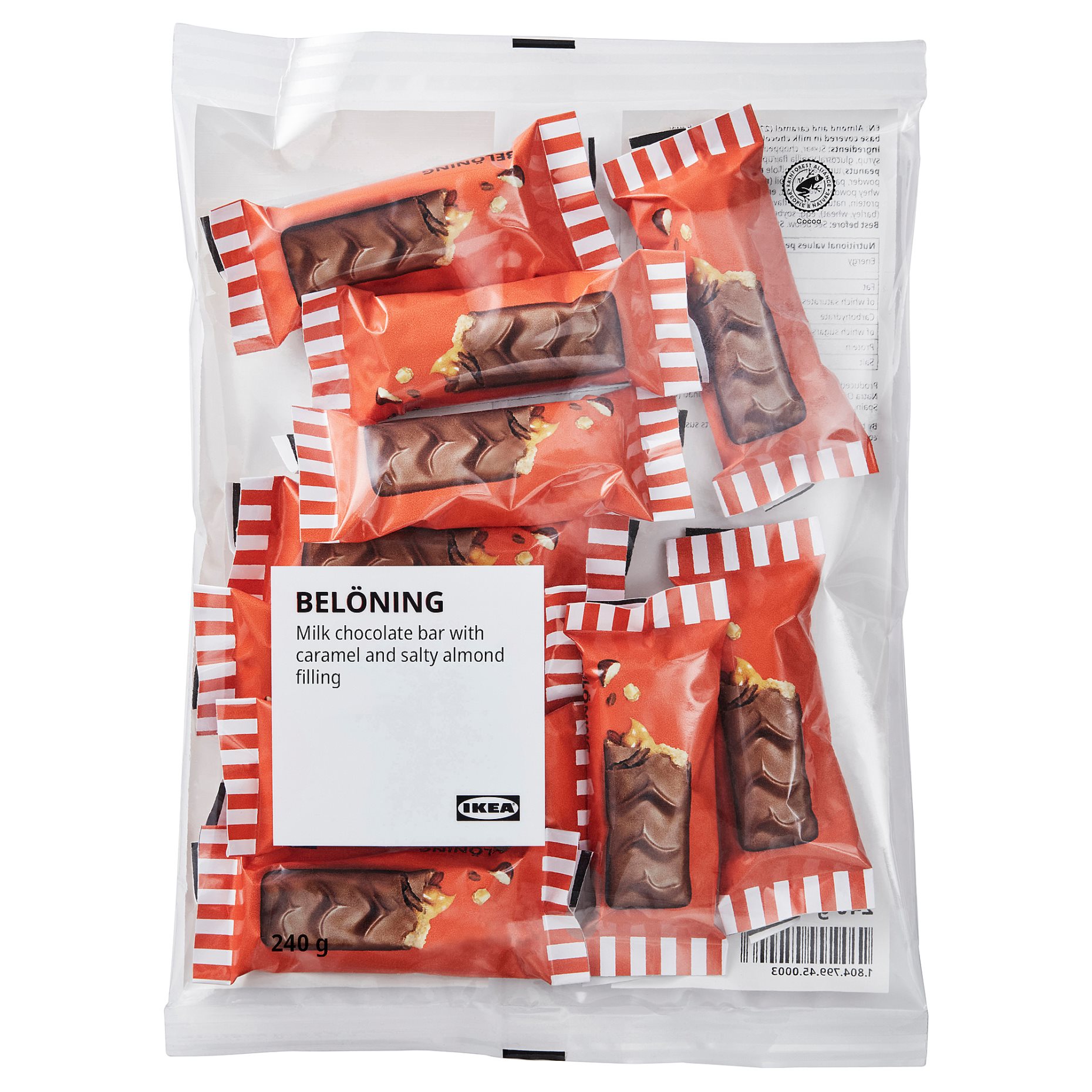 BELONING, γεμιστά σοκολατάκια με αμύγδαλο και καραμέλα (10 τεμάχια), 240 g, 505.251.71