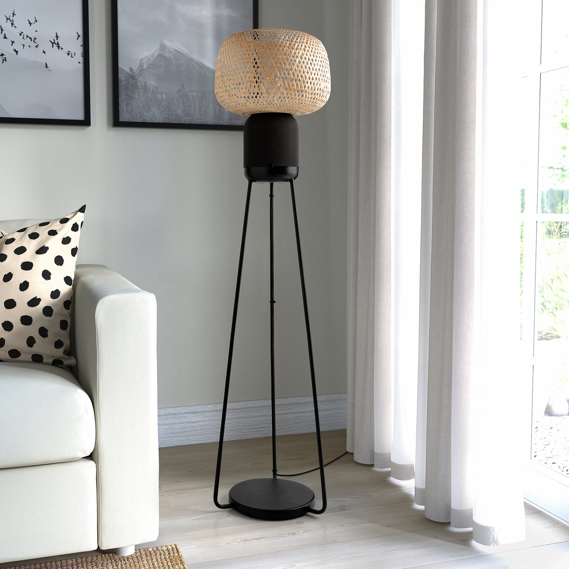 SYMFONISK, floor lamp with WiFi speaker/smart, 505.282.78