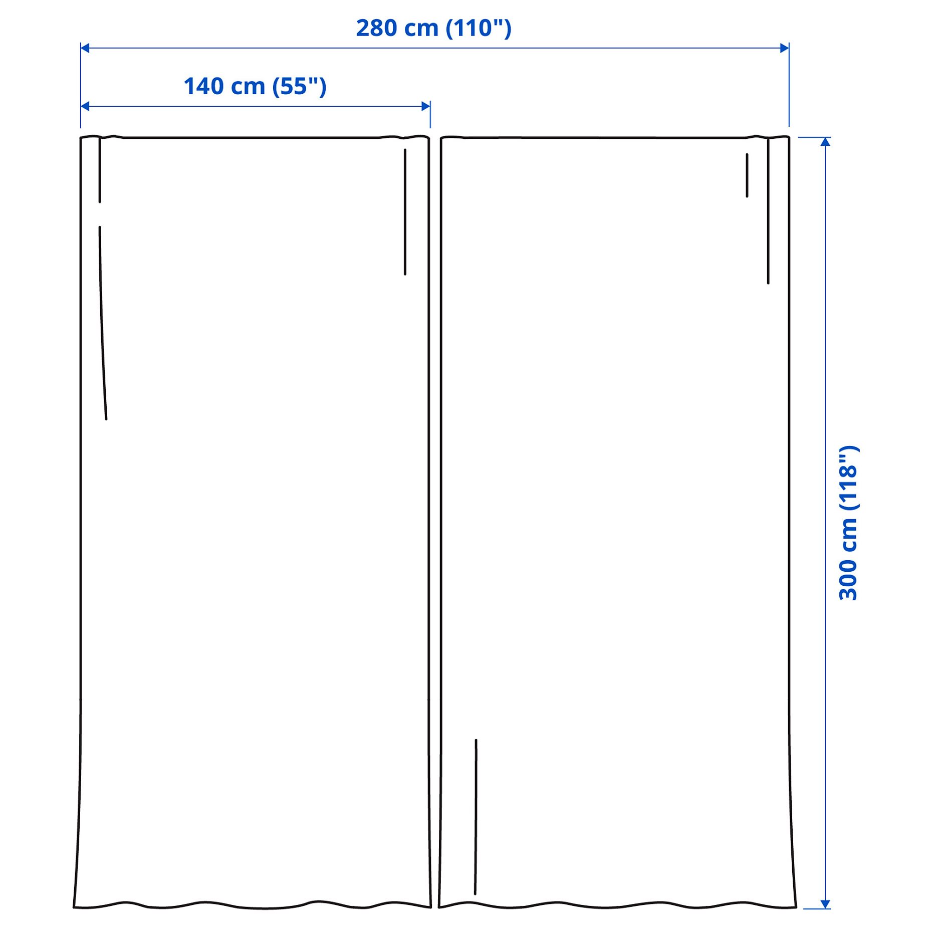 SANDSVINGEL, curtains 1 pair, 135x300 cm, 505.322.61