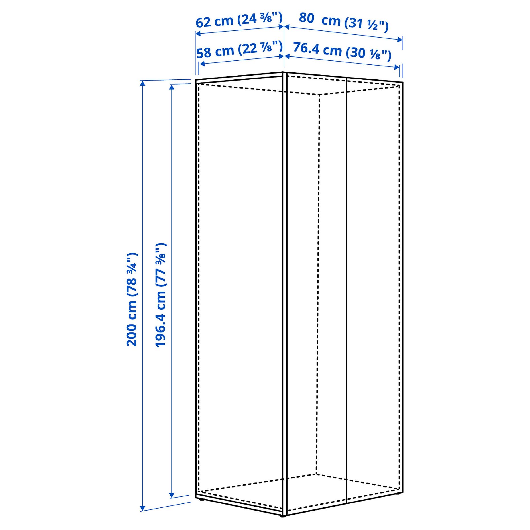 LASTARE, frame with doors, 80x62x200 cm, 505.964.70